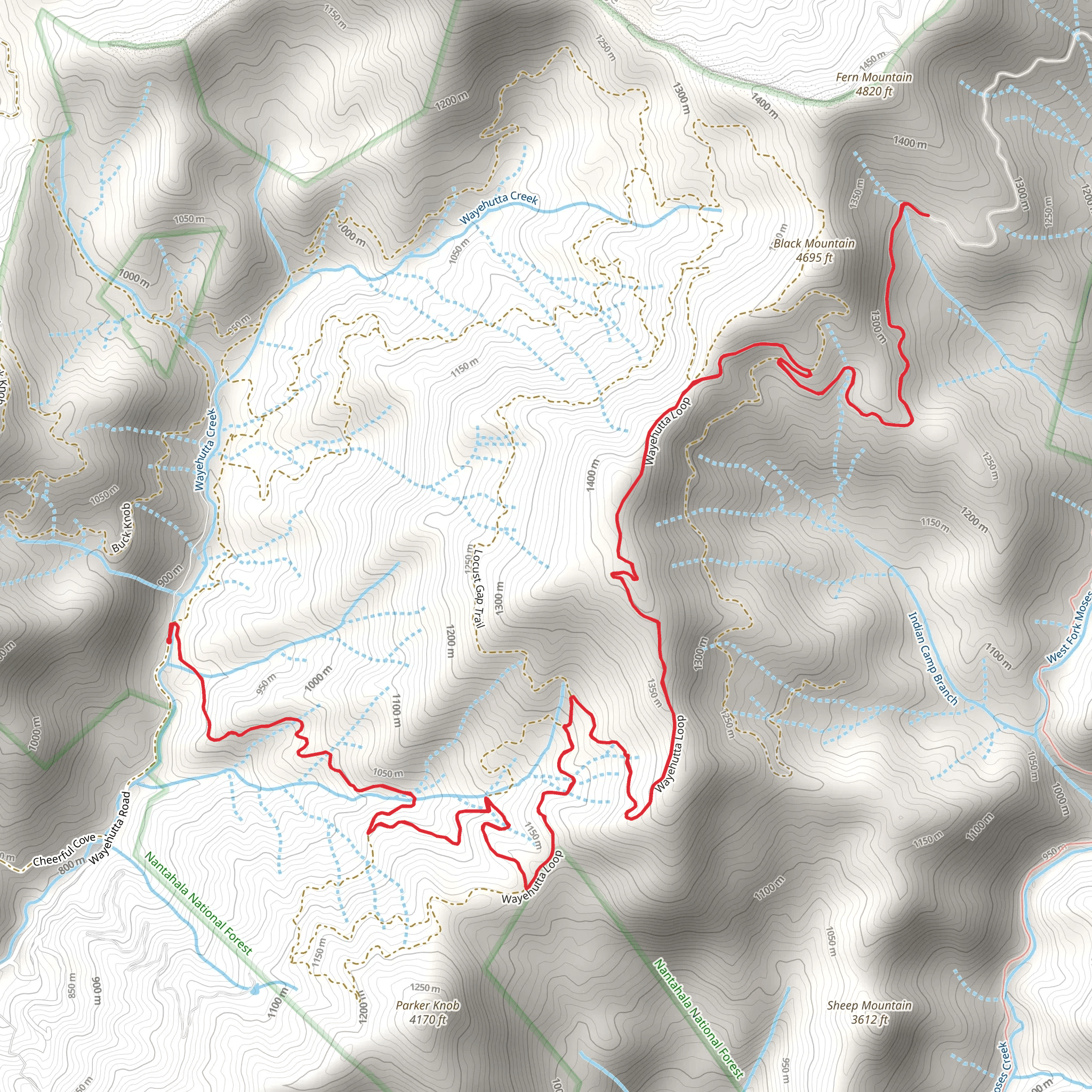 Wayehutta Out and Back mobile static map