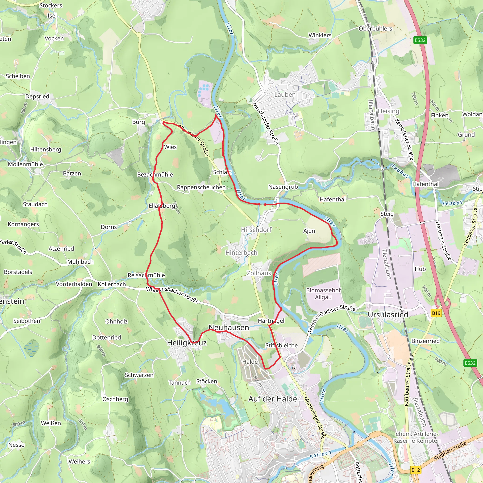 Iller via Rund um Hirschdorf mobile static map