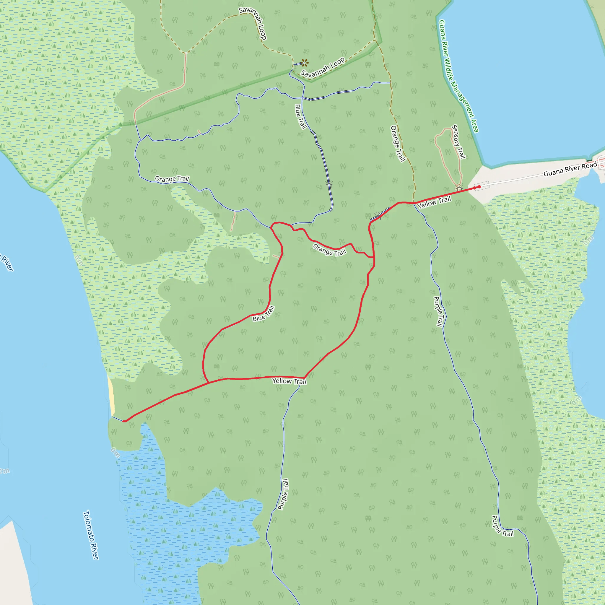 Tolomato River Loop via Blue and Orange Trail mobile static map