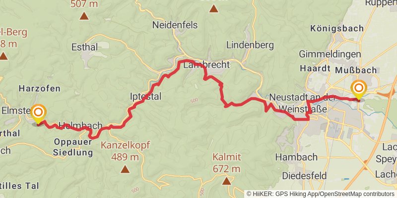 Pfälzer Jakobsweg Nordroute stage 2 Map