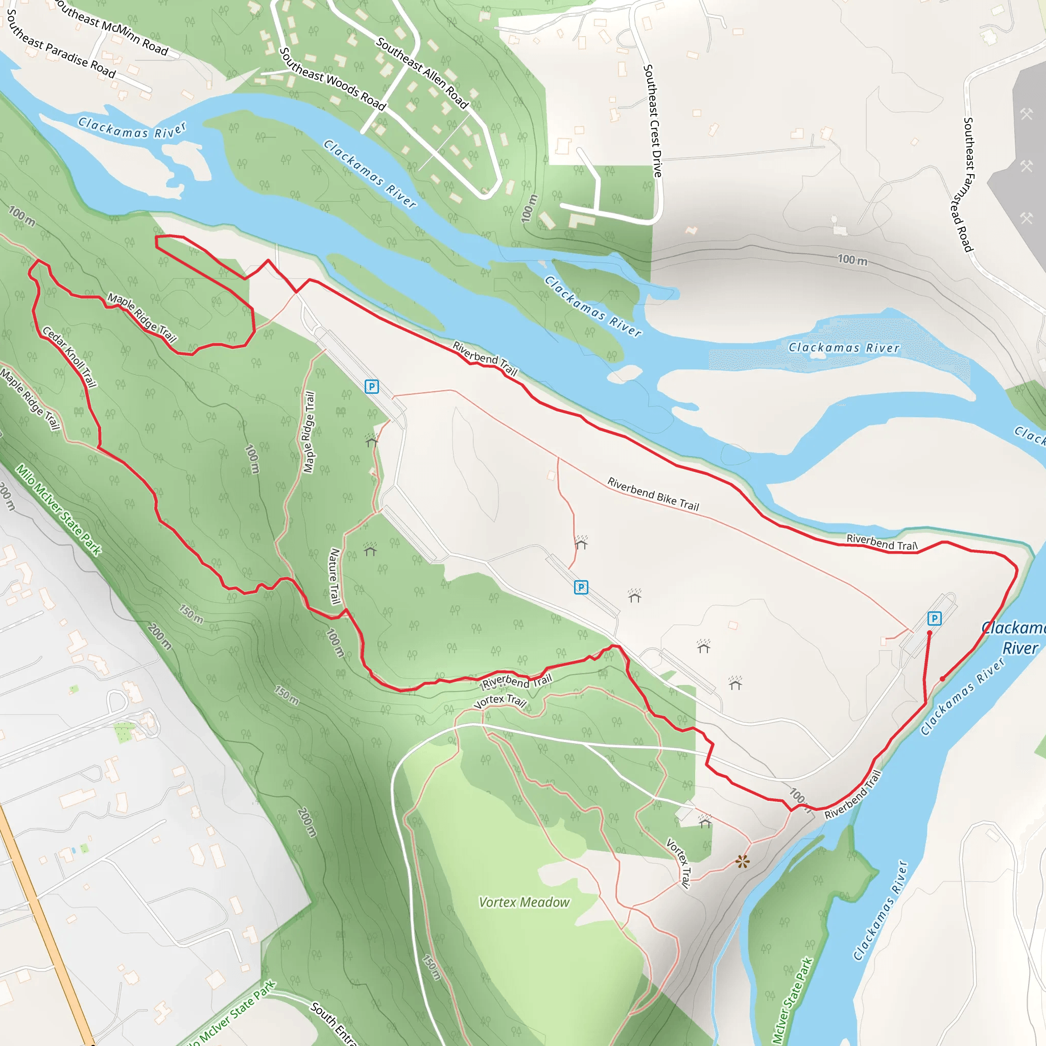 RiverBend and Cedar Knoll Loop Trail mobile static map