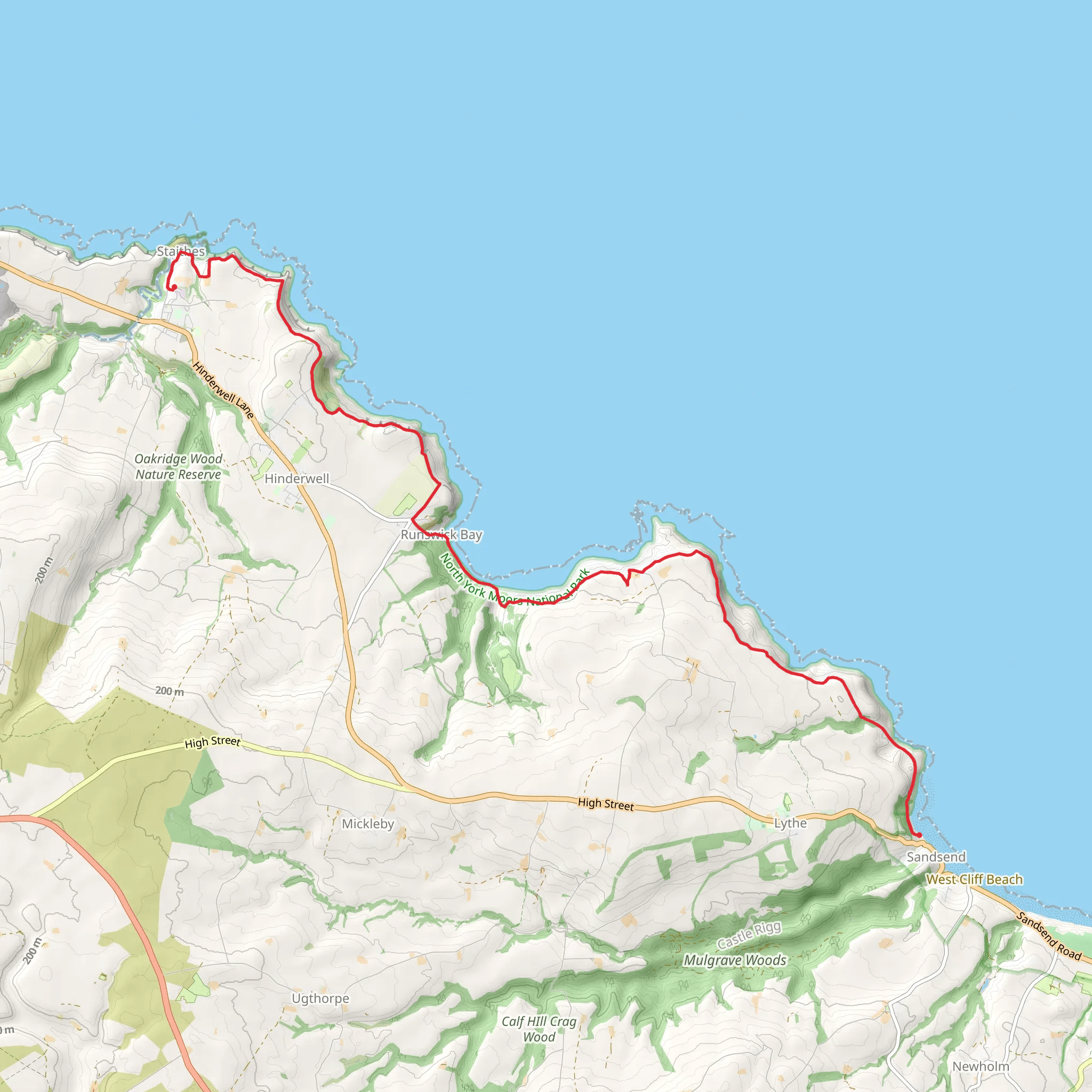 Staithes to Sandsend Walk mobile static map