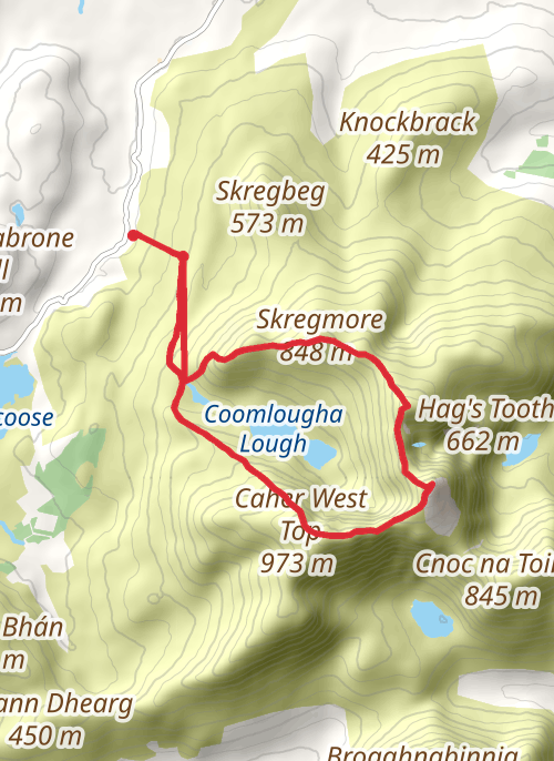 Benkeeragh, Carrauntoohil & Caher Loop via Hydrotrack mobile static map