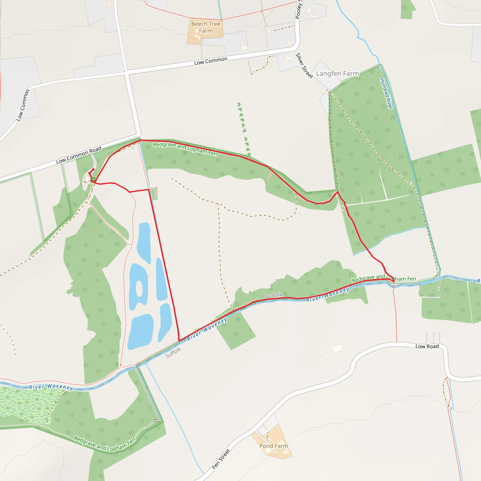 Redgrave and Lopham Fen Short Loop mobile static map