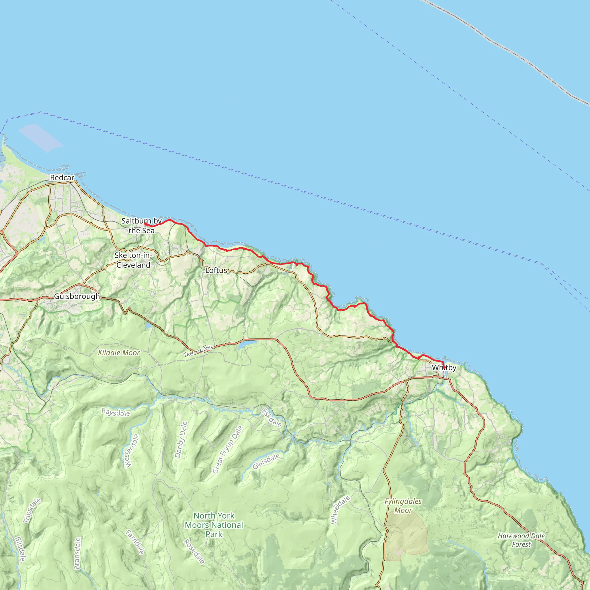 Saltburn Beach, Kettleness Beach and Whitby Beach Walk mobile static map