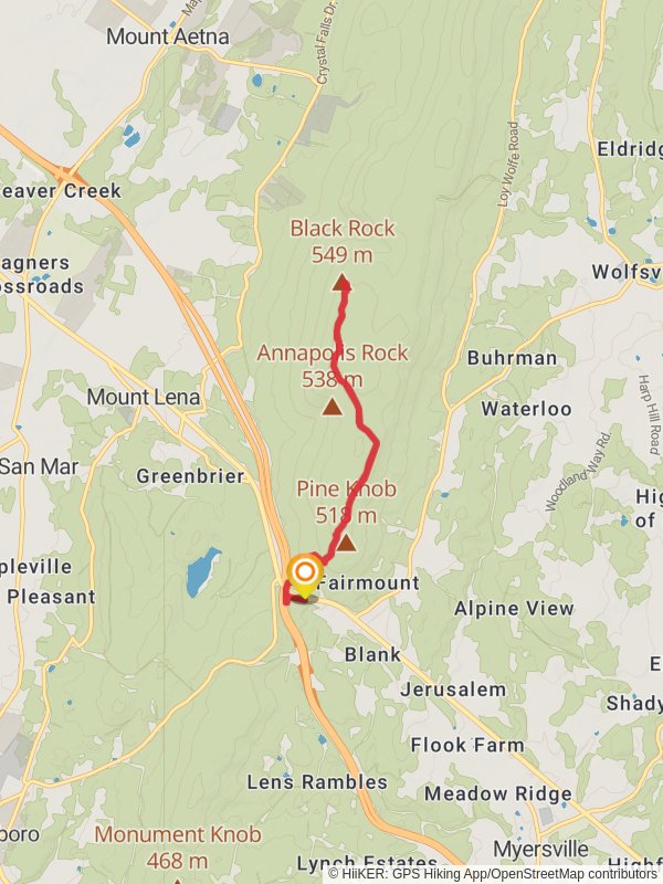 Black Rock via Appalachian Trail mobile static map