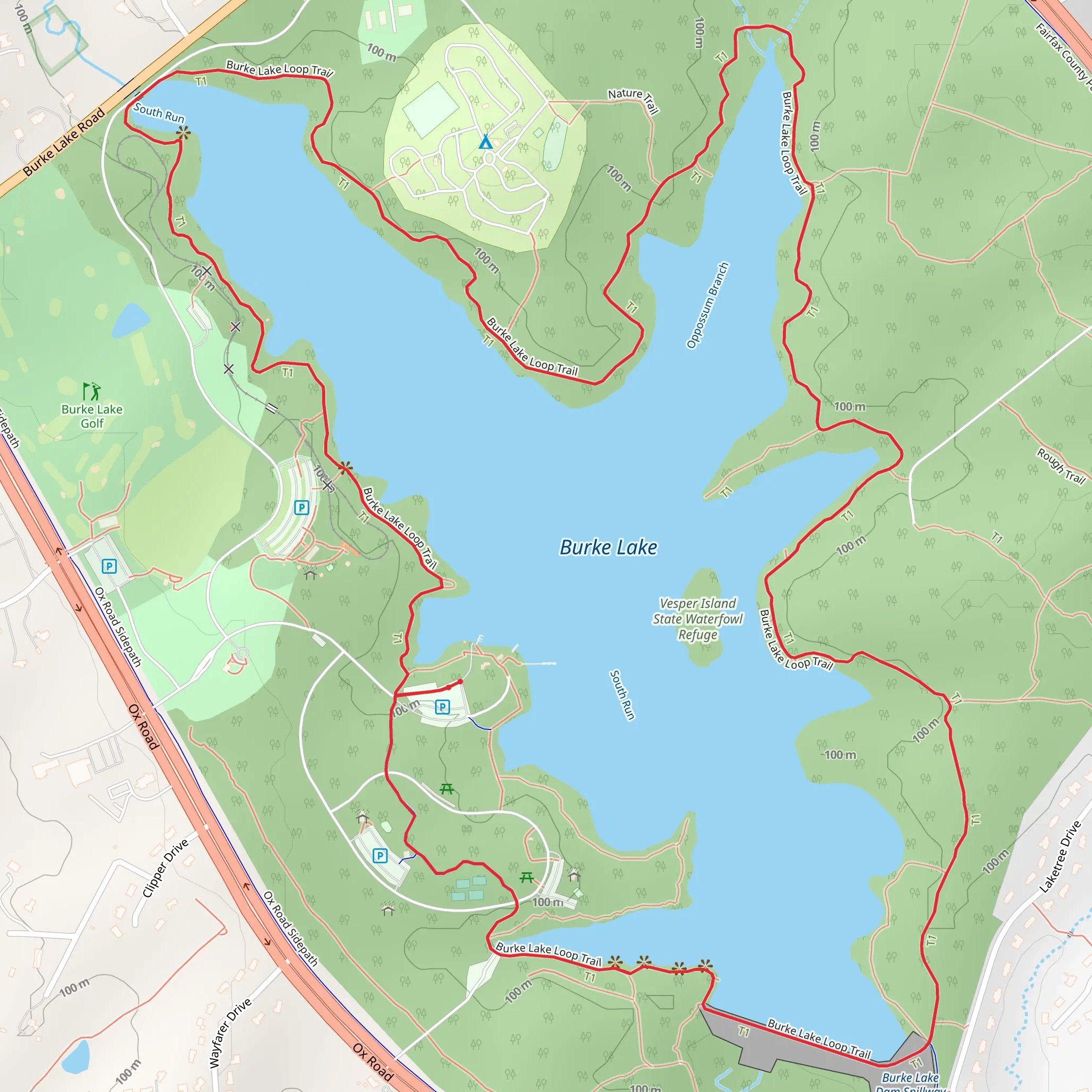 Burke Lake Loop Trail mobile static map