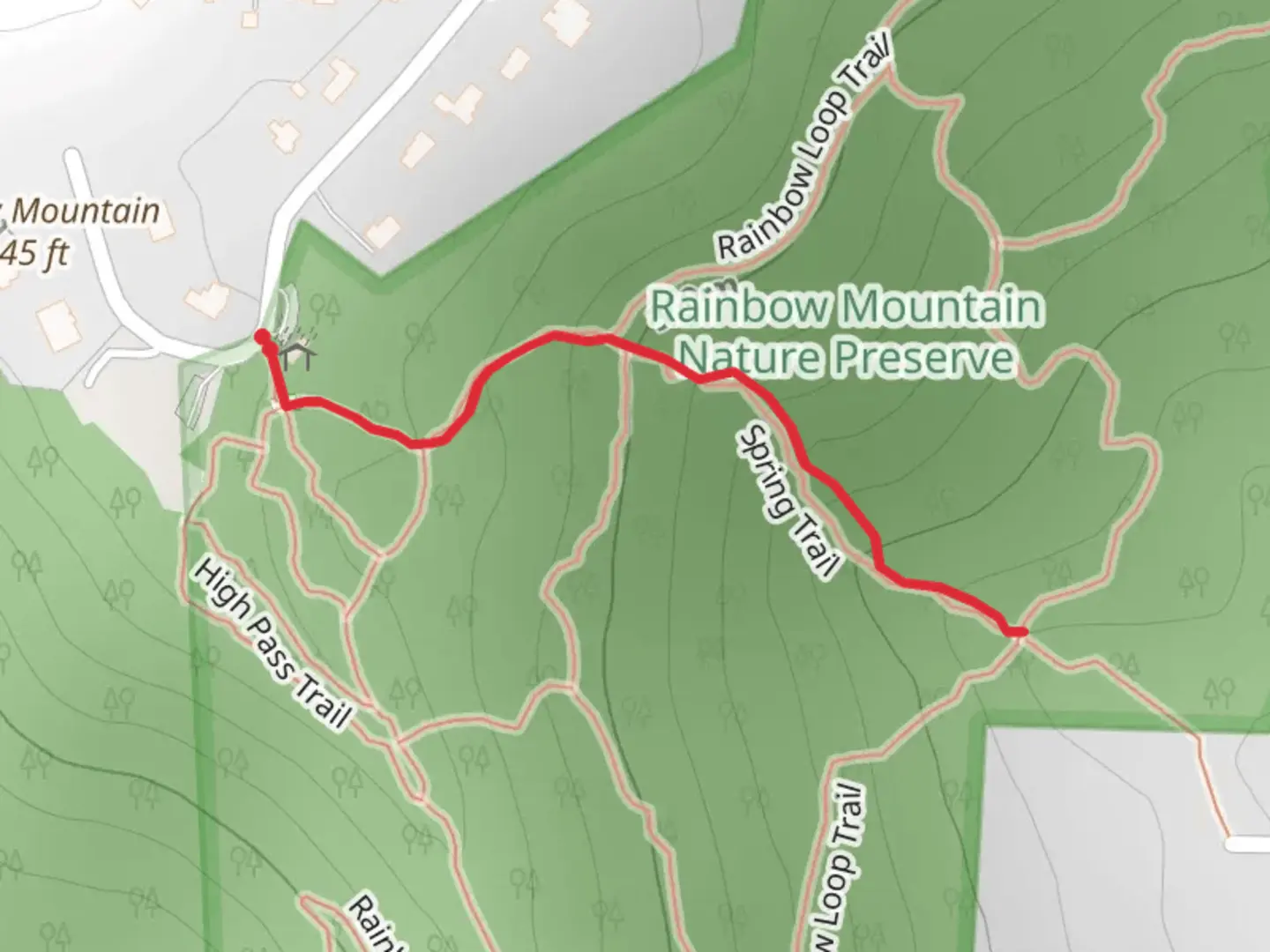 An image depicting the trail Spring Trail and its surrounding area.