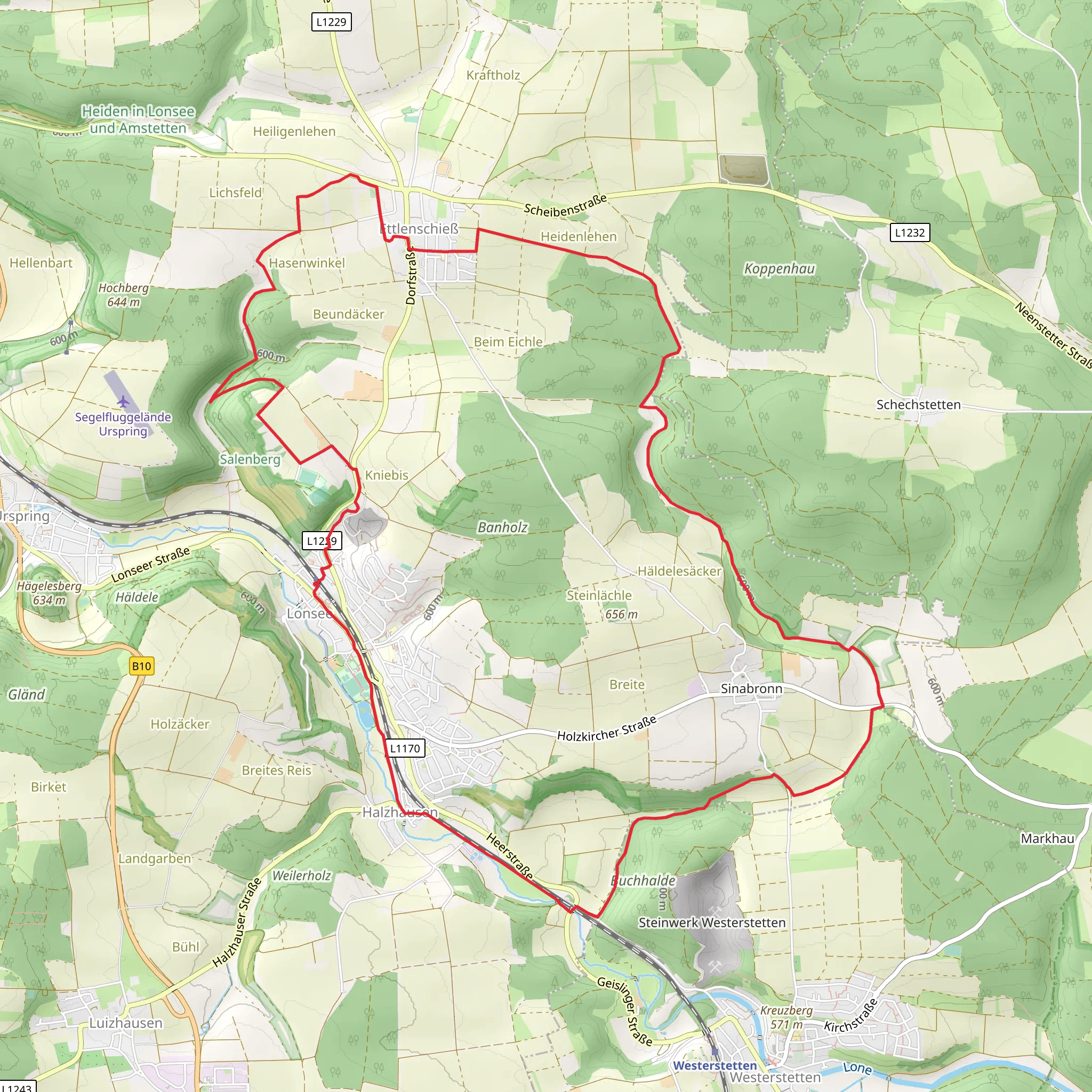 Lonsee and Sinabronn Loop mobile static map