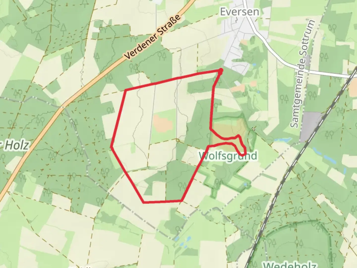 An image depicting the trail Nordpfad Wolfsgrund Loop and its surrounding area.