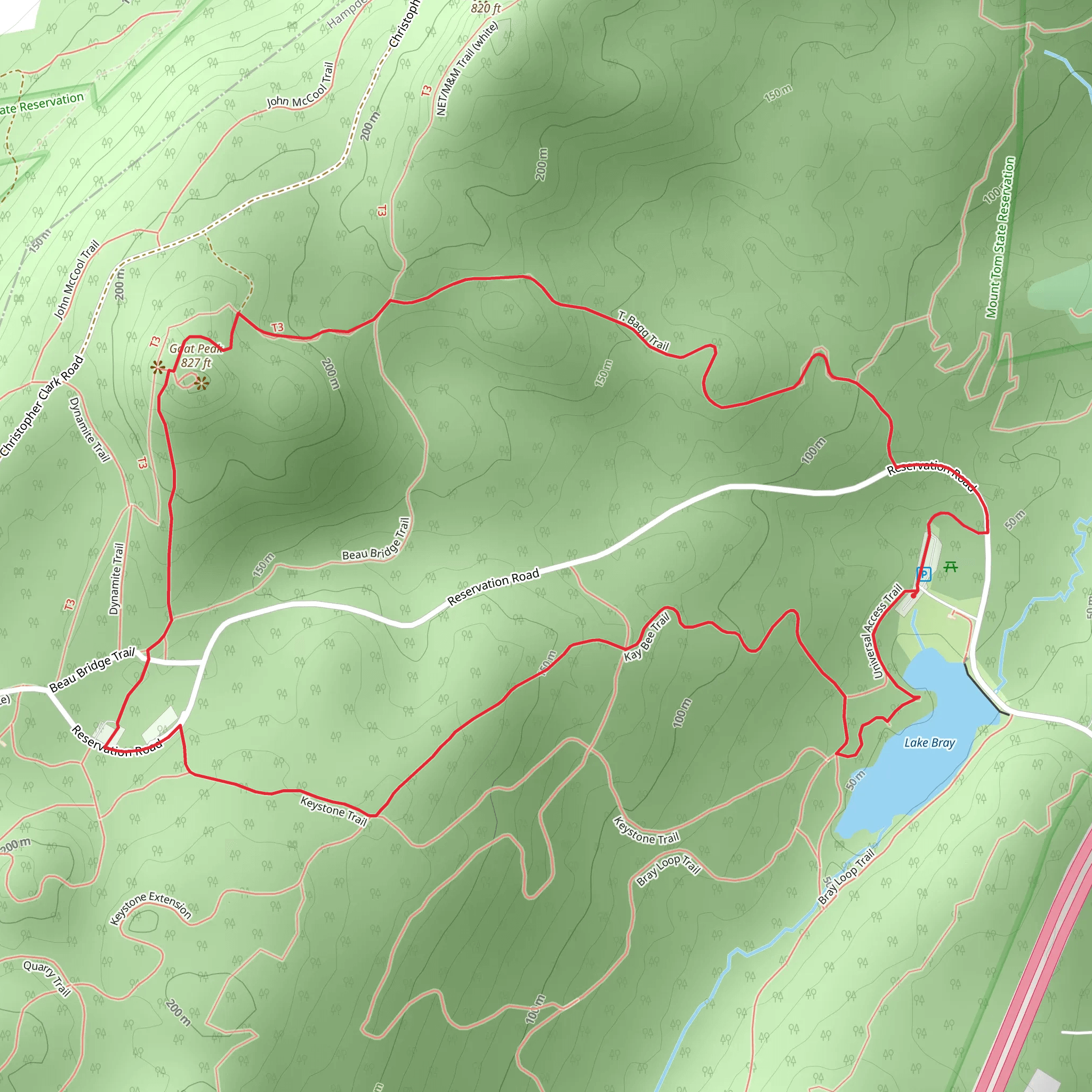 Goat Peak and Lake Bray via T Bagg Trail and Kay Bee Trail mobile static map
