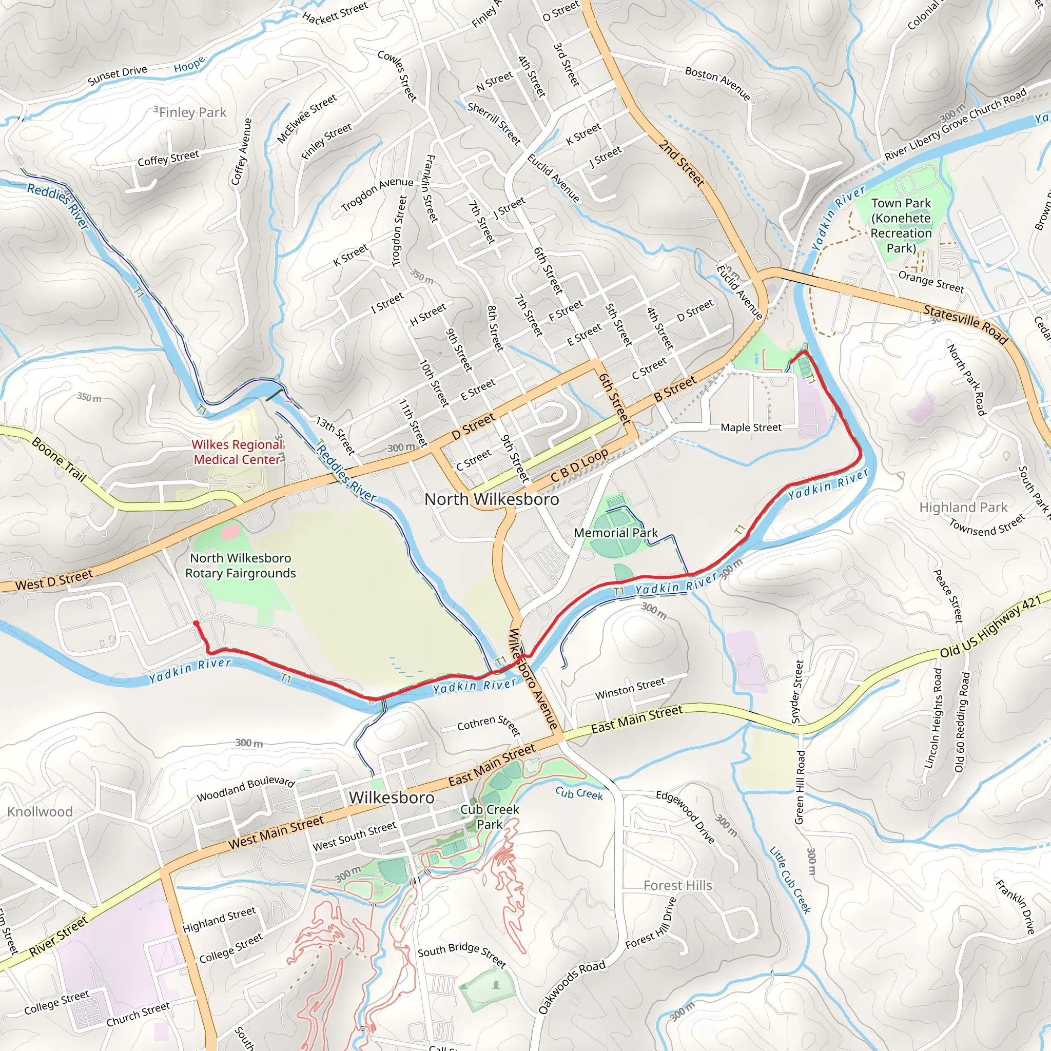 Yadkin River Greenway to Smoot Park mobile static map