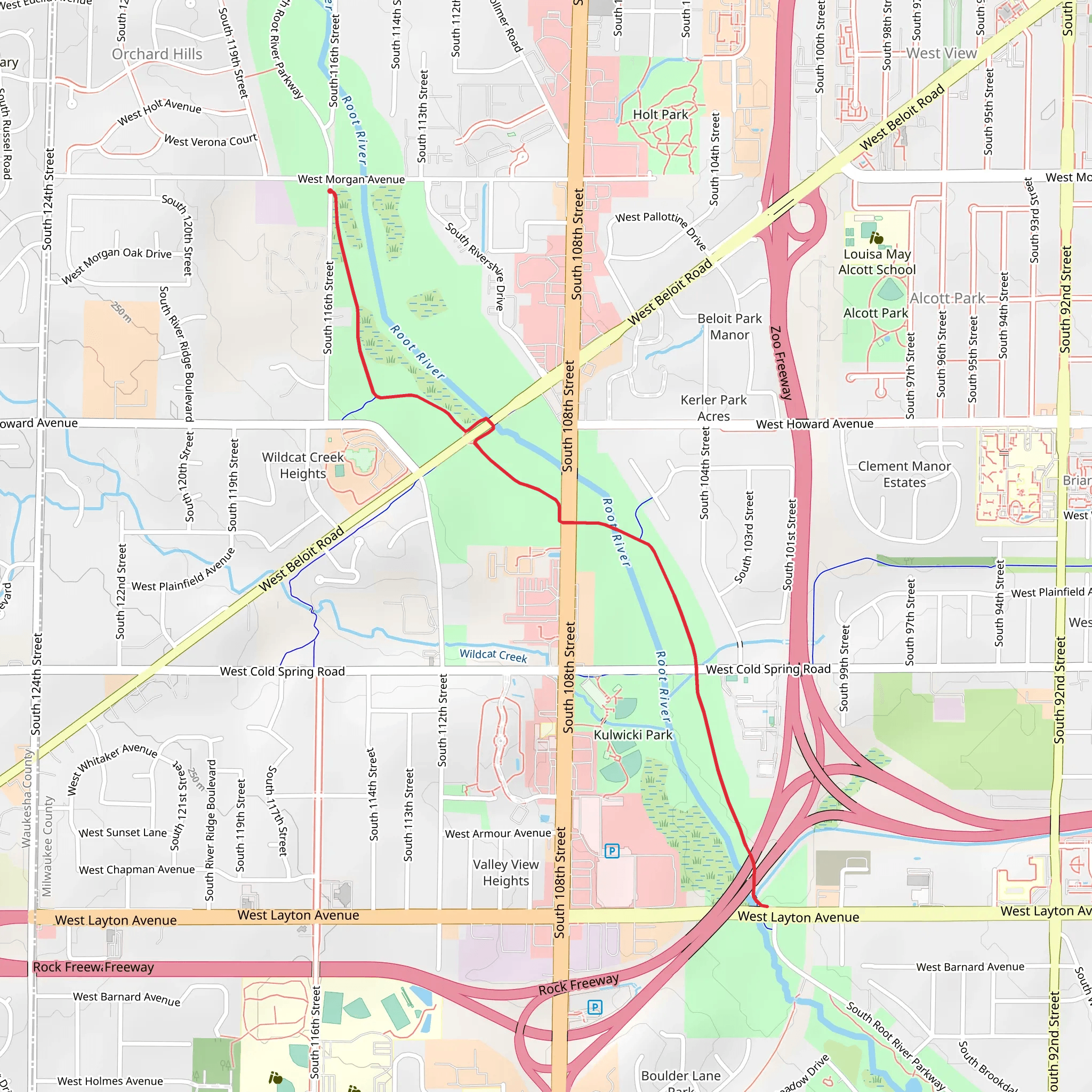 Walk along Root River mobile static map