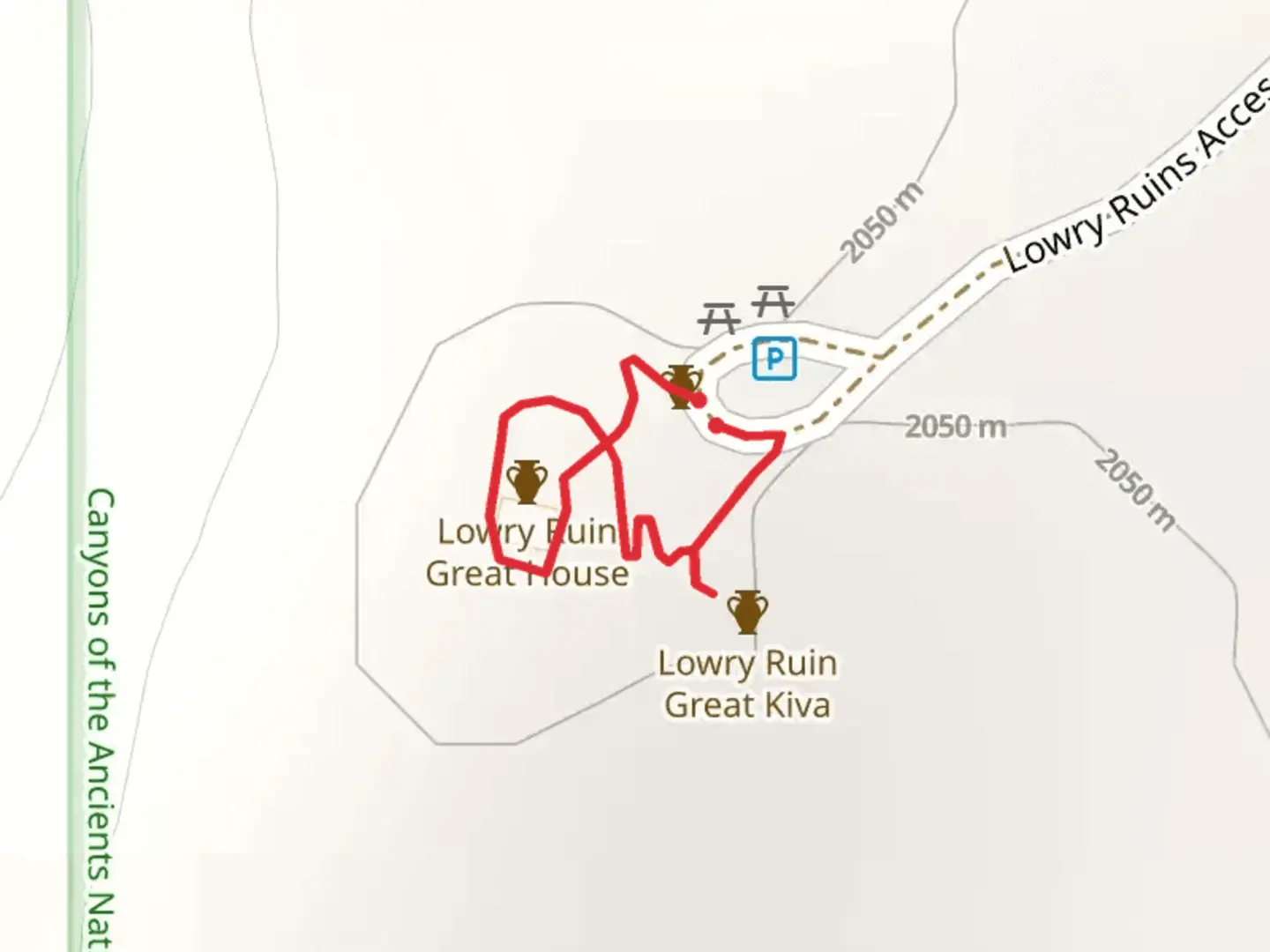 An image depicting the trail Lowry Ruin footpath Loop and its surrounding area.
