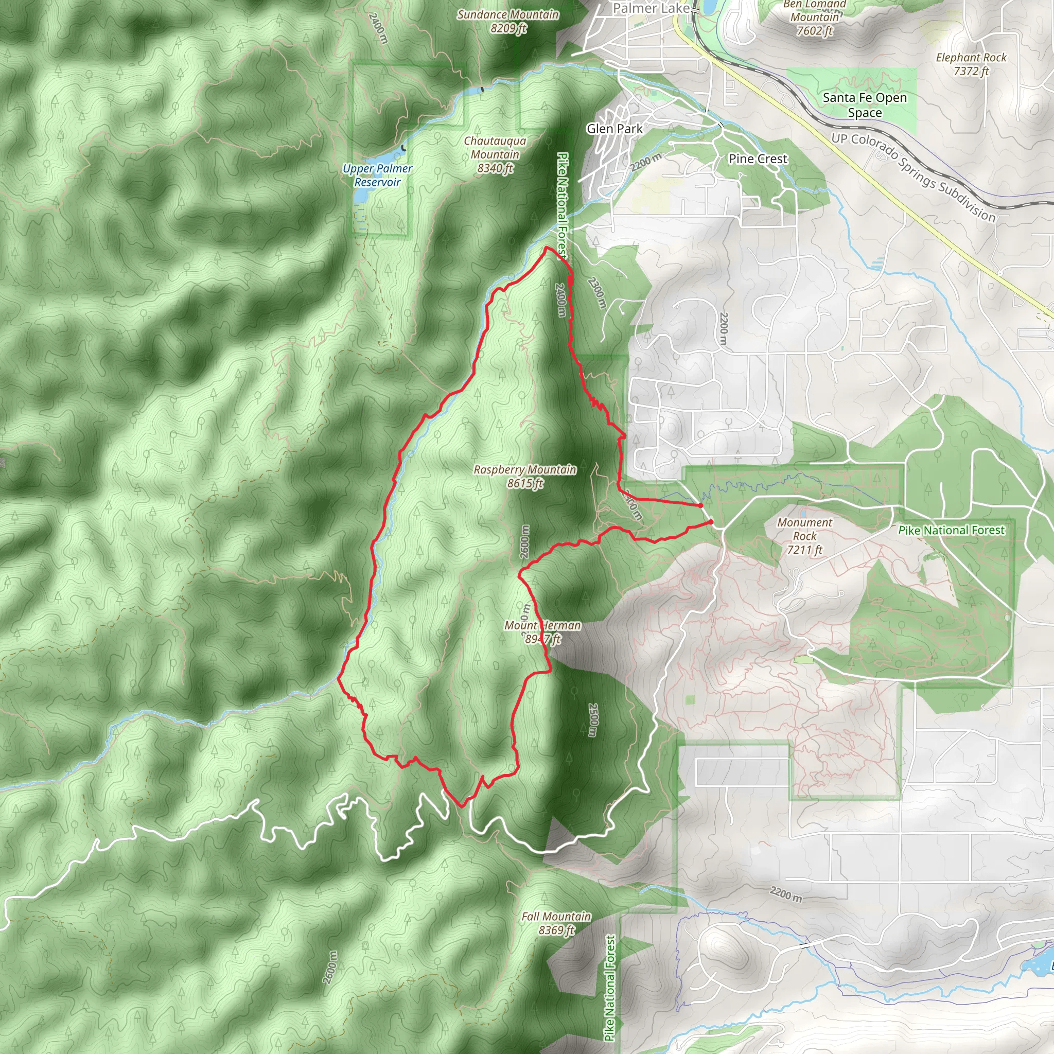 Mount Herman Trail and Monument Creek Loop mobile static map