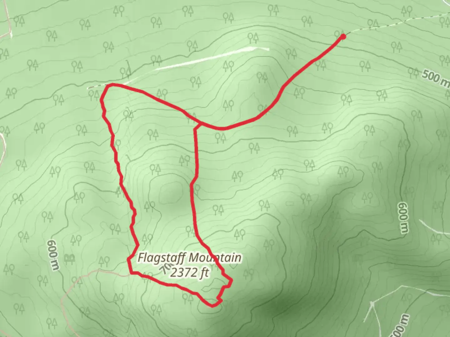 An image depicting the trail Flagstaff Mountain Loop and its surrounding area.