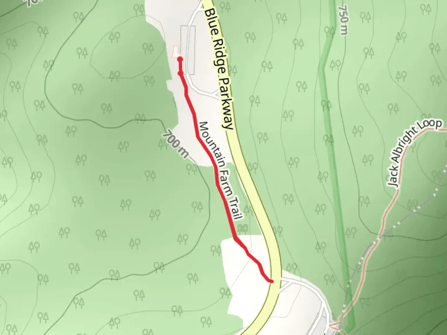 An image depicting the trail Mountain Farm Trail and its surrounding area.