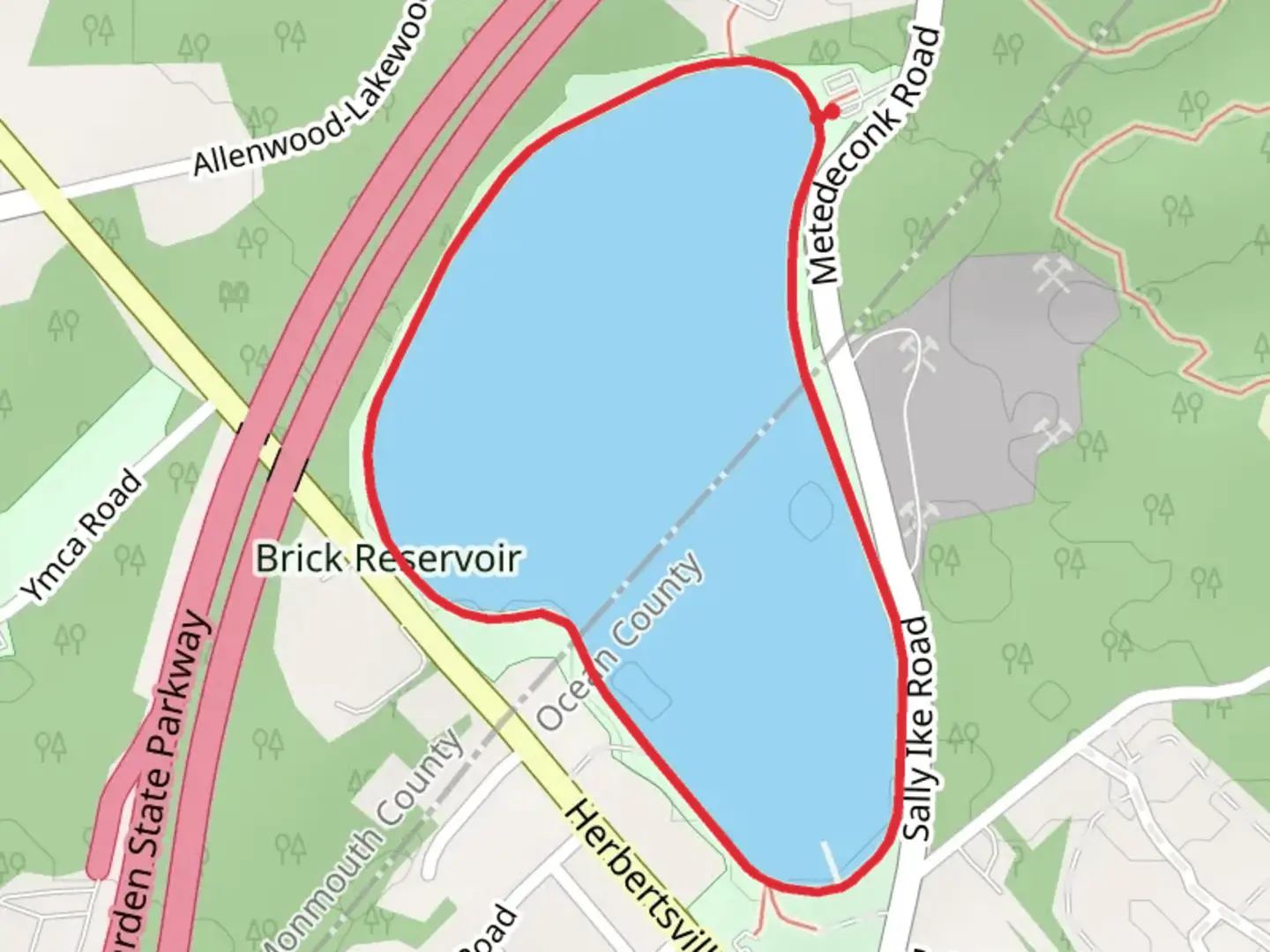 An image depicting the trail Brick Reservoir Loop and its surrounding area.
