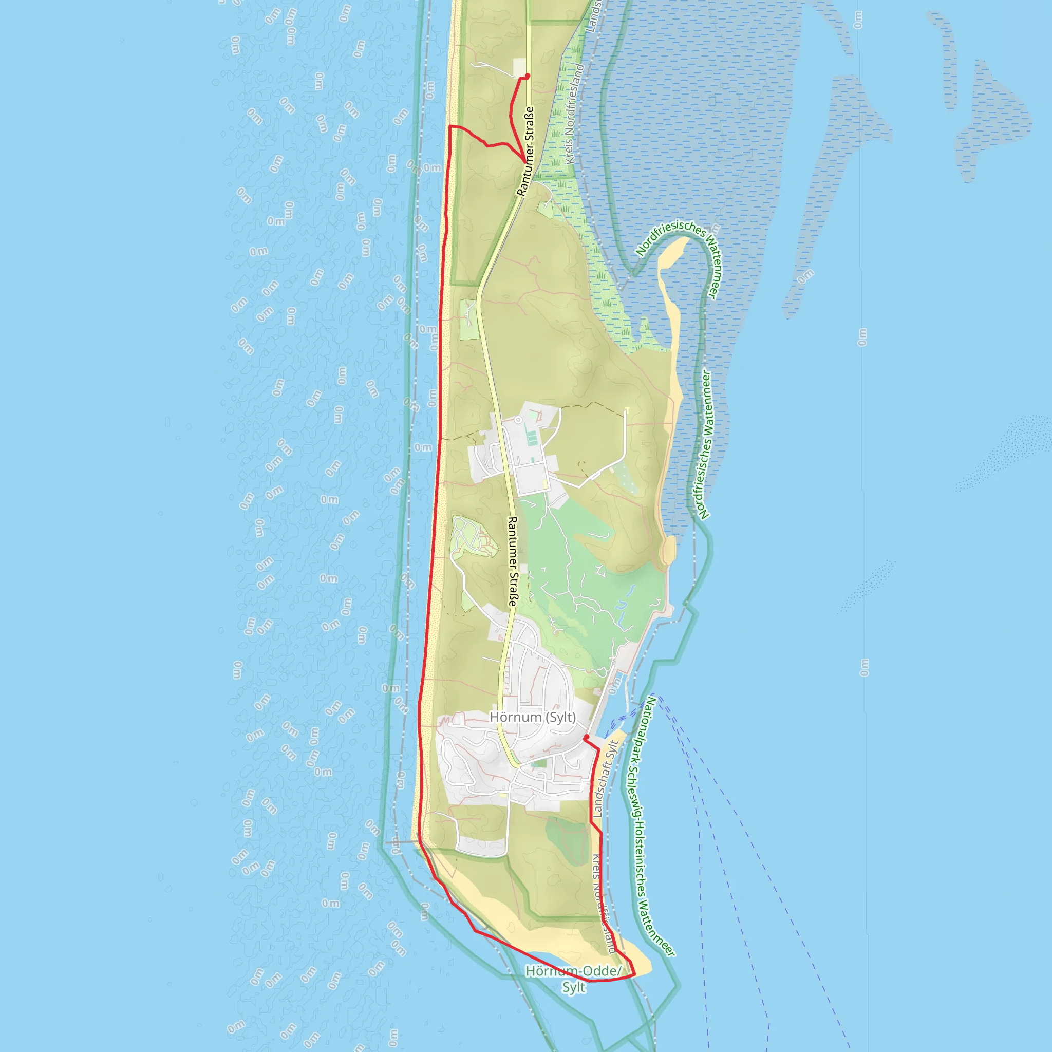Leuchtturm Hoernum to Duenen via Hoernum Odde mobile static map