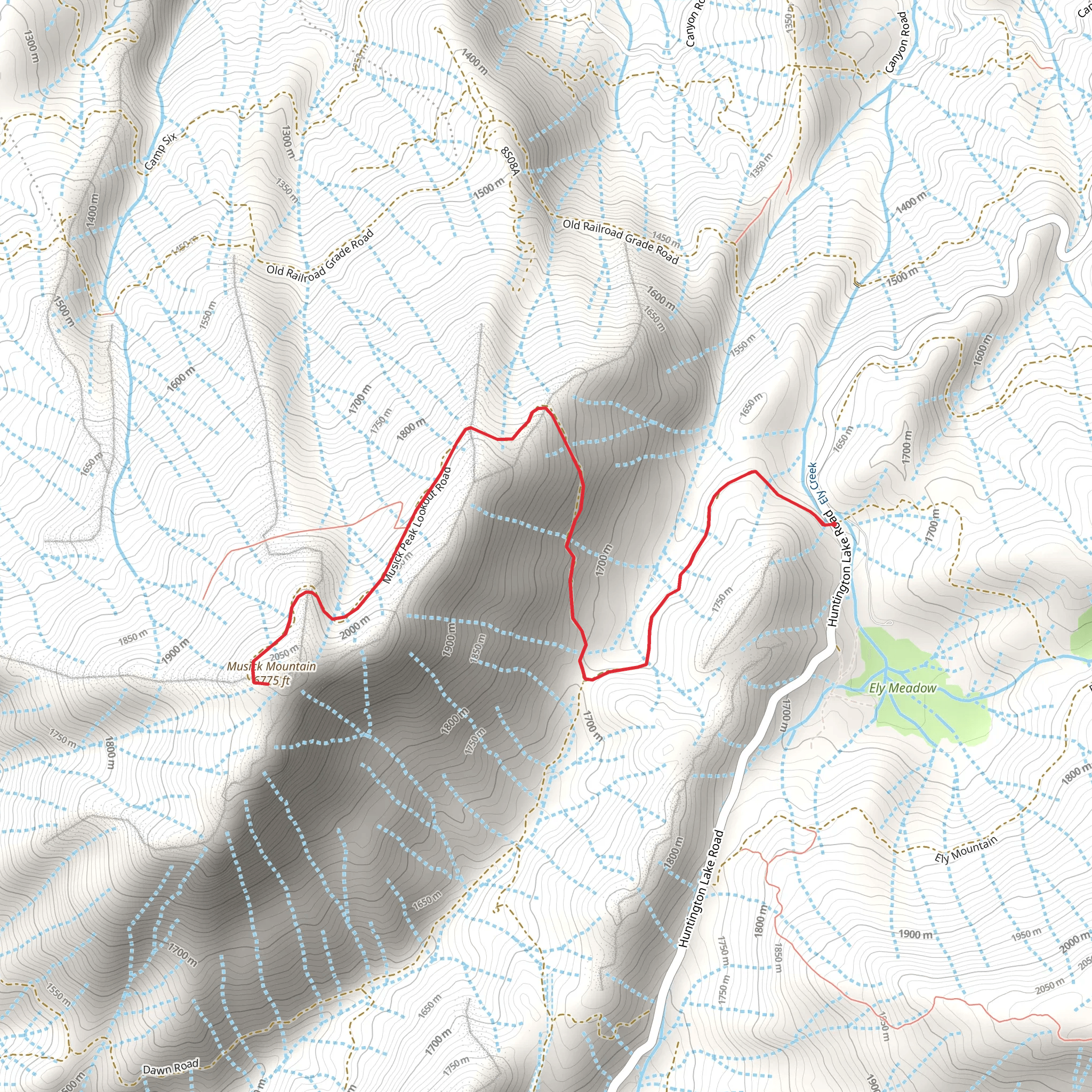 Musick Mountain from Huntington Lake Road mobile static map