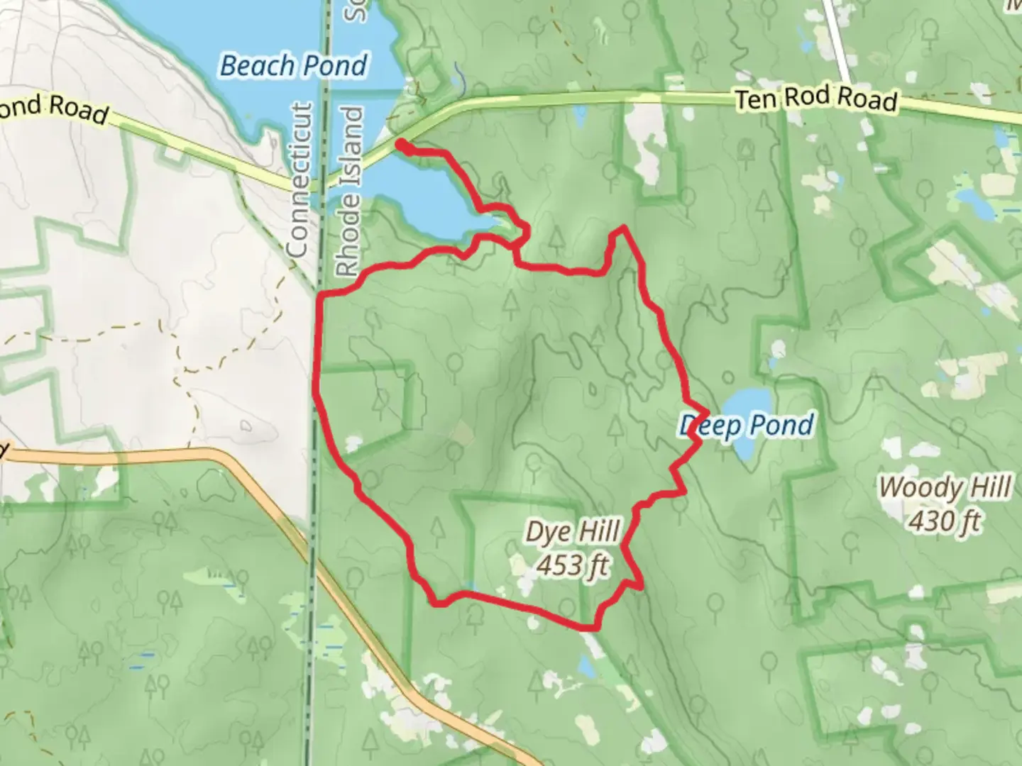 An image depicting the trail Deep Pond Trail, Kenney Hill and Tippecansett Loop Trail and its surrounding area.