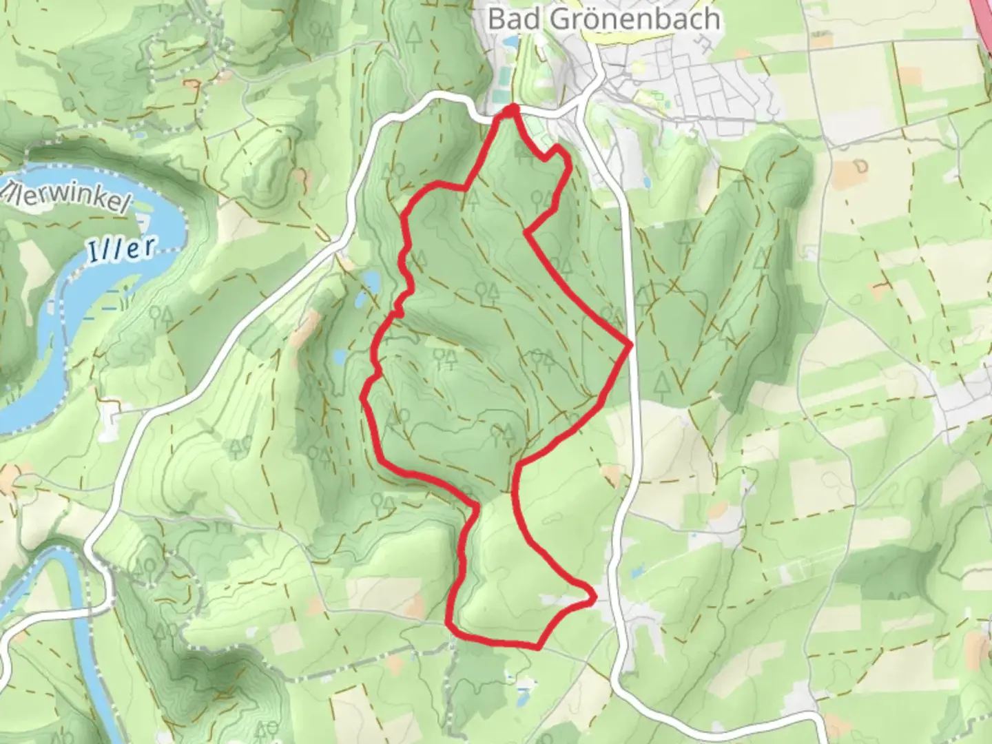 An image depicting the trail Gronenbacher Wald Loop via Manneberg and its surrounding area.