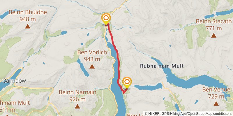 Beinglas Falls to Beinn a' Choin Loop from Inversnaid stage 2 Map