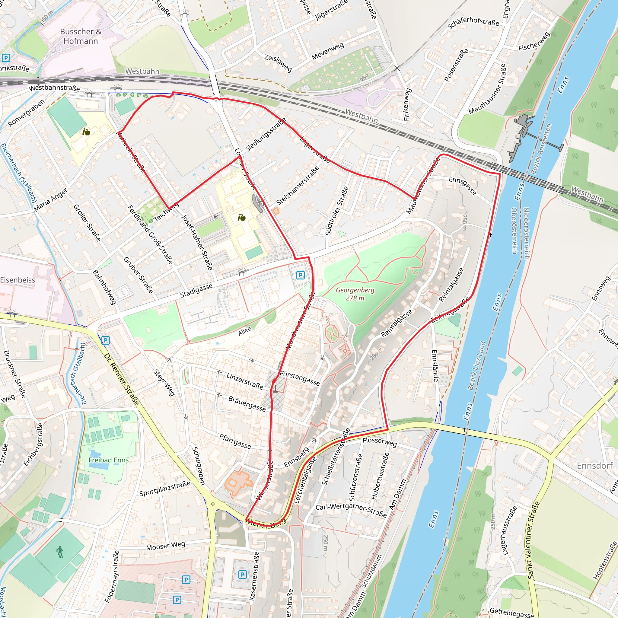 Enns Historical Loop Path mobile static map