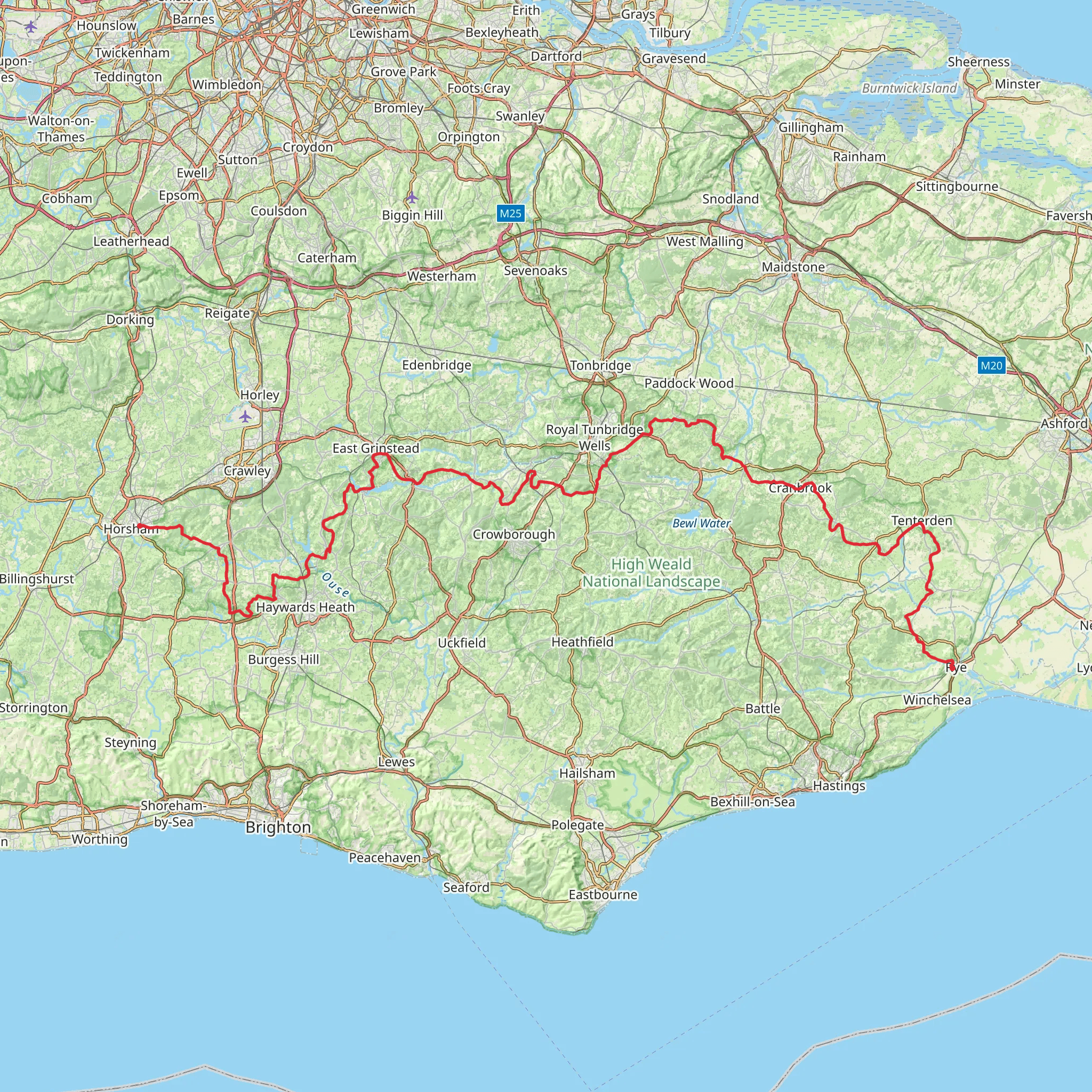 High Weald Landscape Trail mobile static map