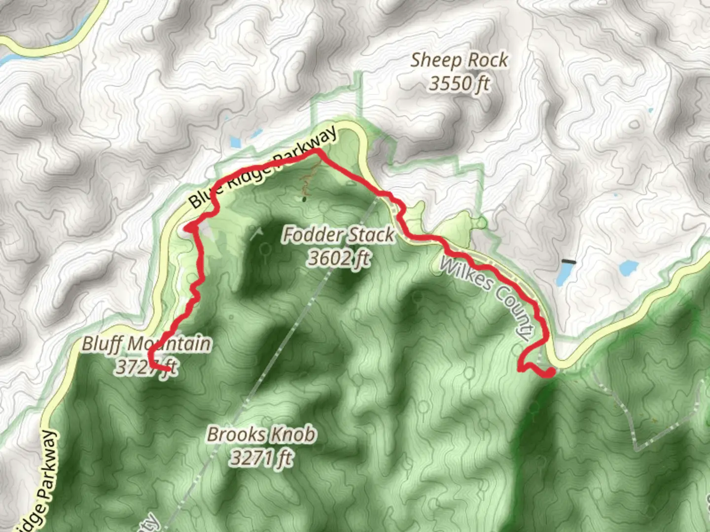 An image depicting the trail Bluff Mountain Trail and its surrounding area.