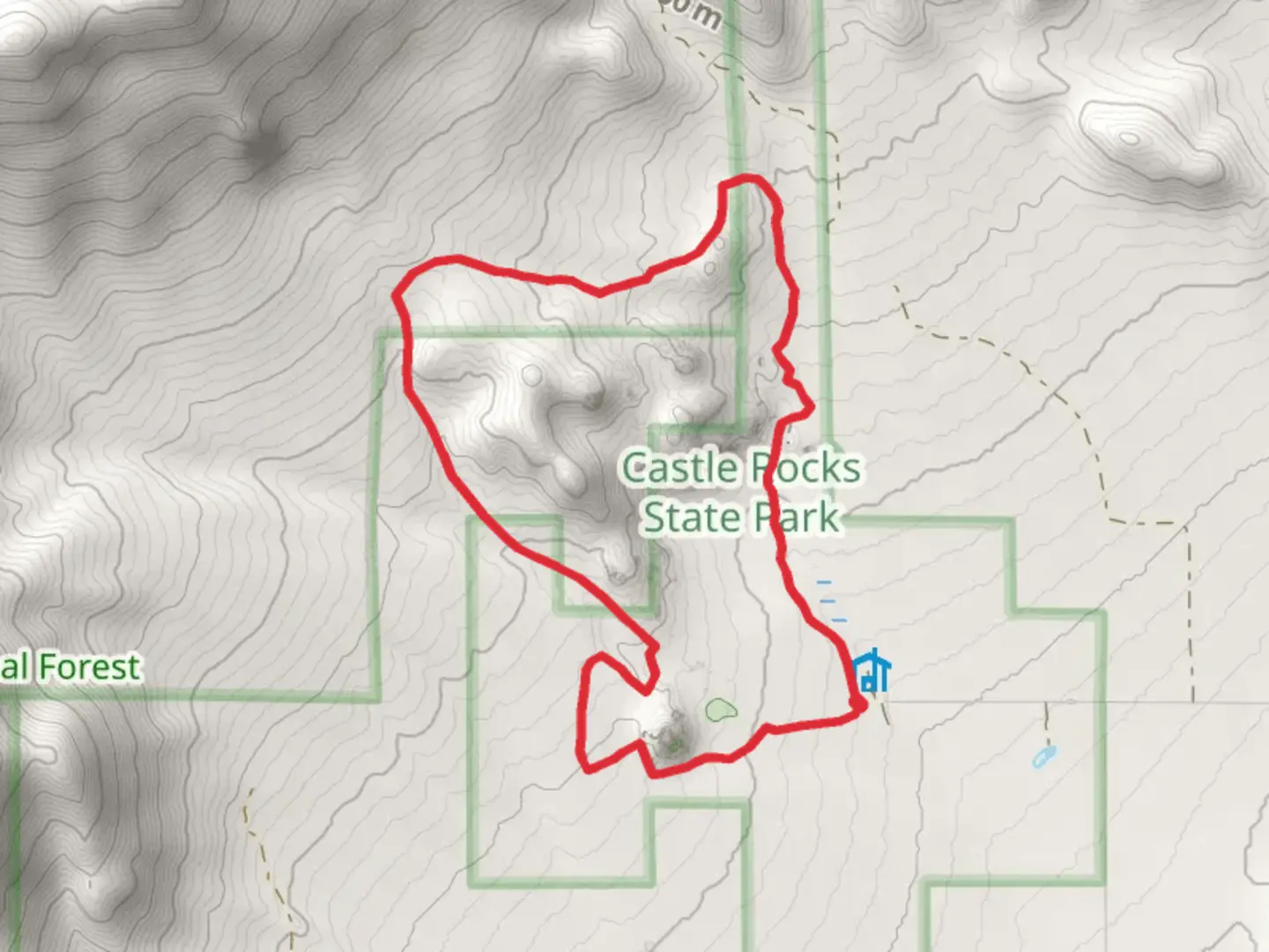An image depicting the trail Almo Creek Loop and its surrounding area.