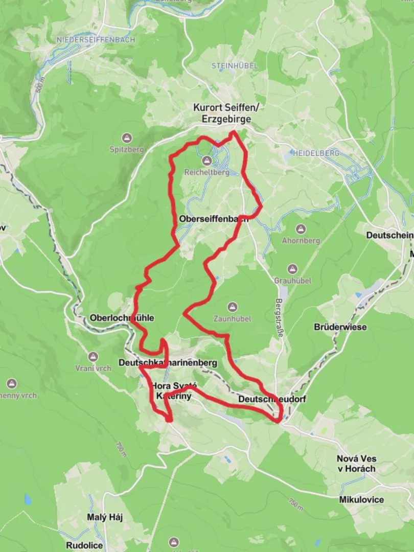 An image depicting the trail Oberseiffenbach and Deutschneudorf Loop and its surrounding area.