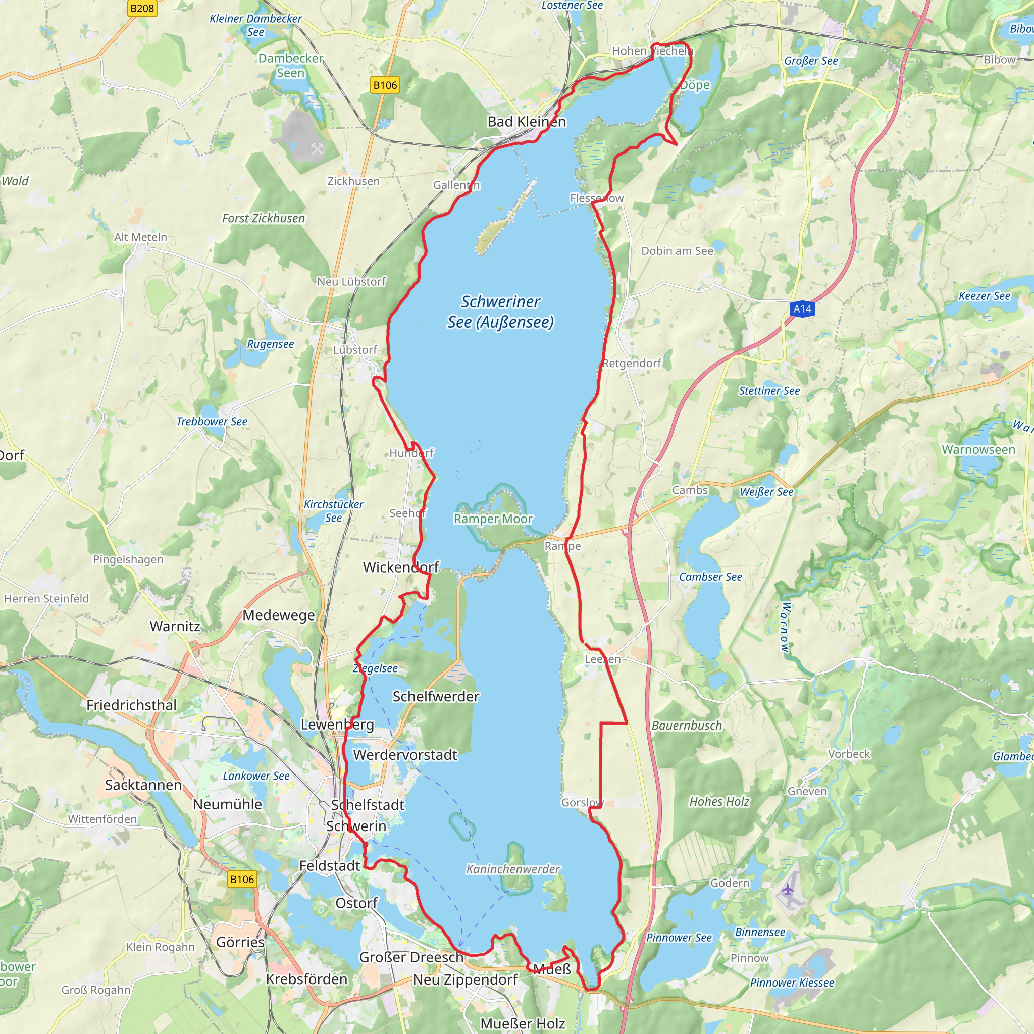 Schweriner See Rundtour mobile static map