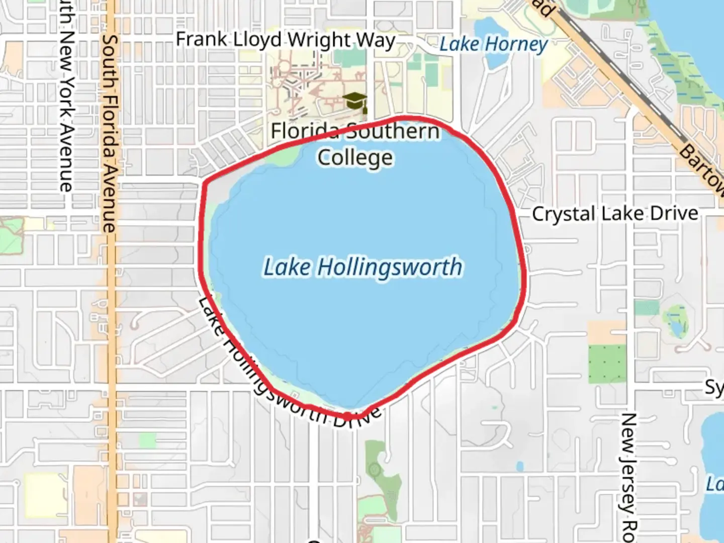 An image depicting the trail Lake Hollingsworth Park and Loop Trail and its surrounding area.