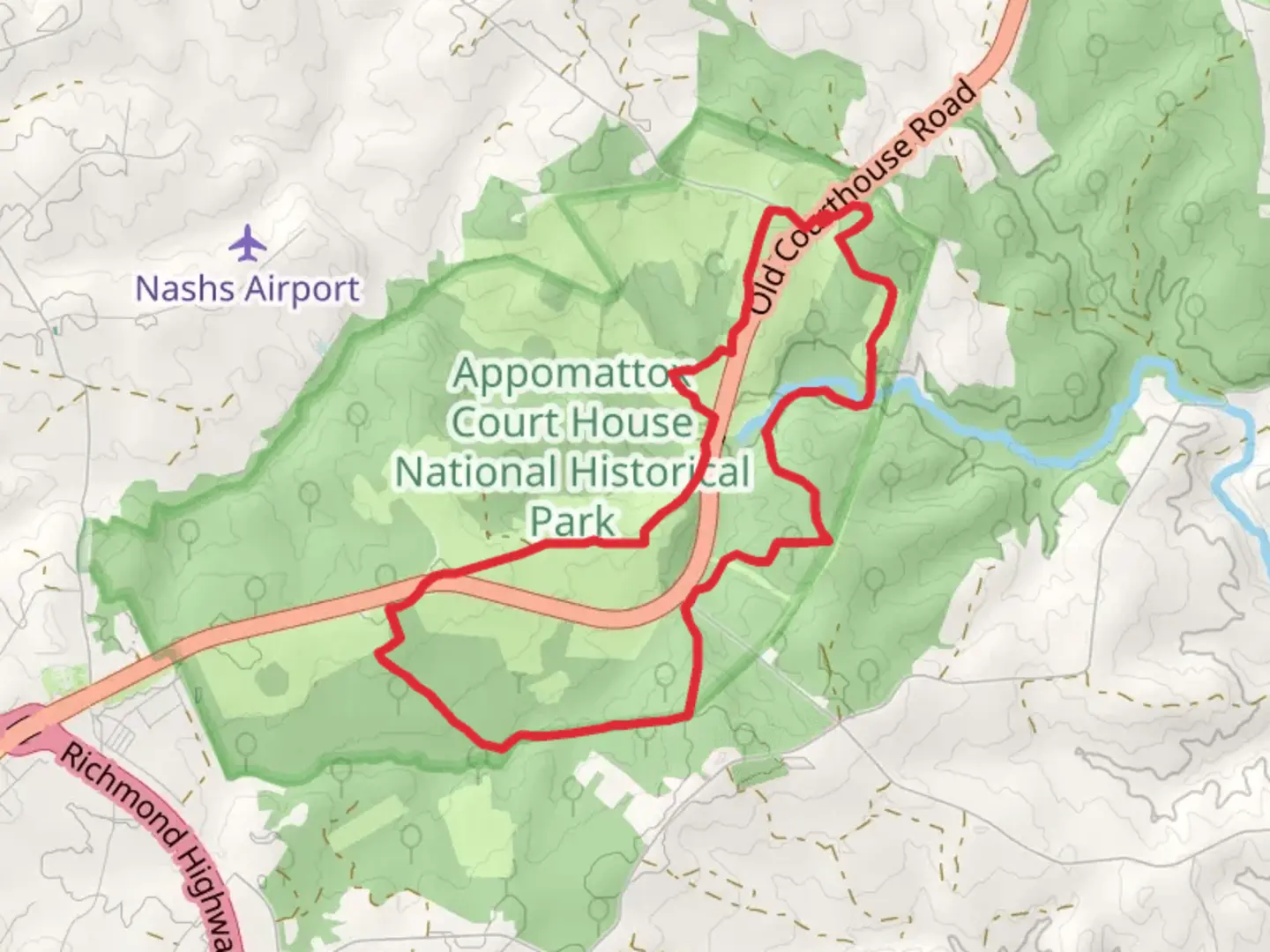 An image depicting the trail Tobacco Prizery Nature, Grant's Approach and Sweeney Loop Trail and its surrounding area.