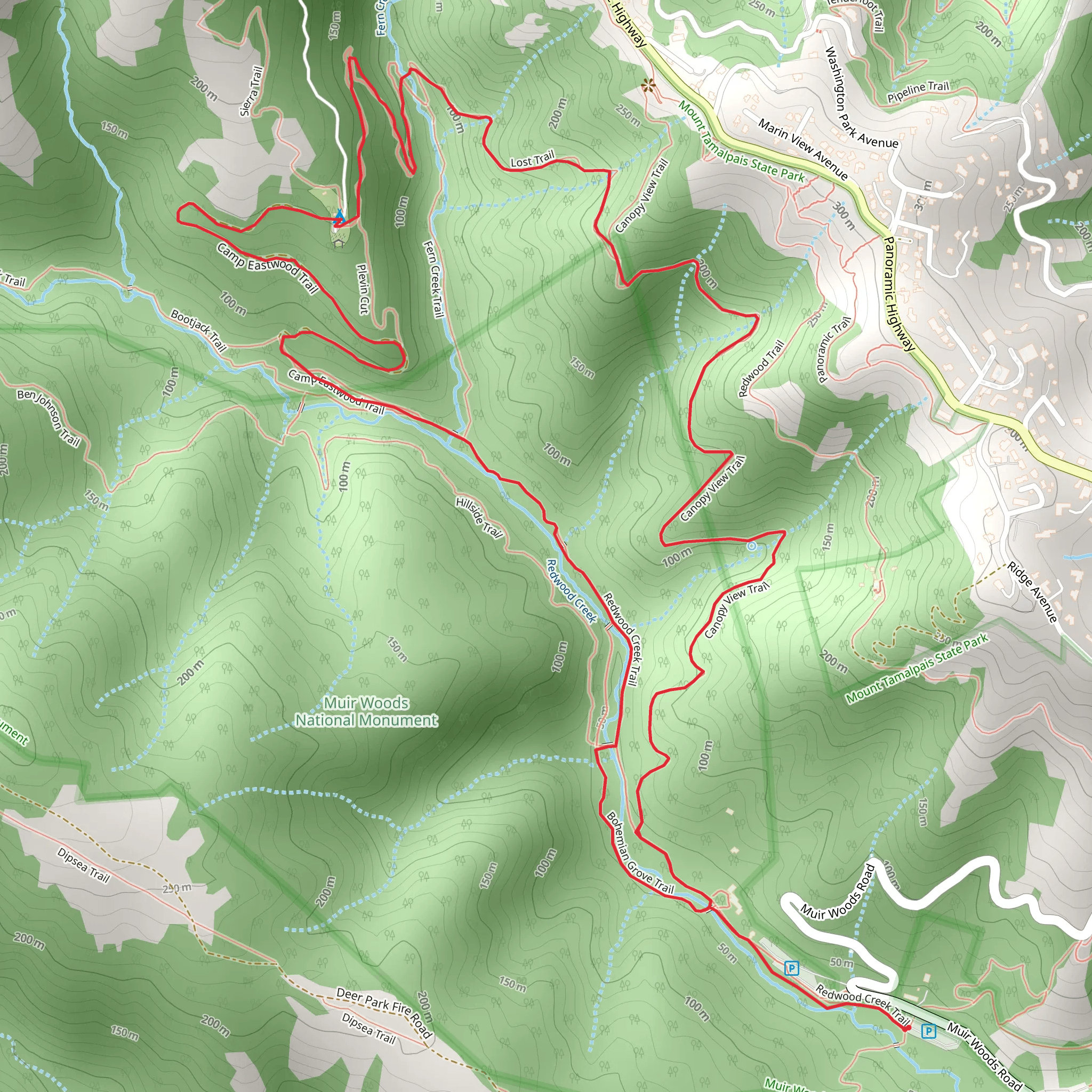 Fern Creek to Camp Alice Eastwood Loop Trail mobile static map