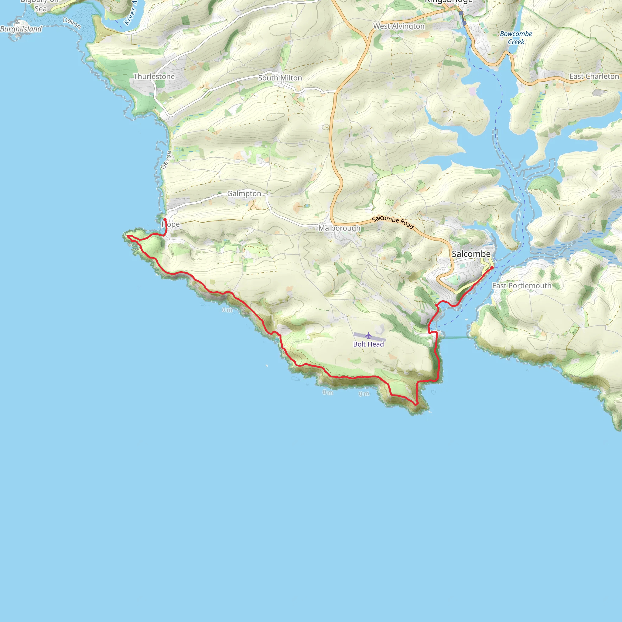 Hope Cove to Salcombe Walk mobile static map