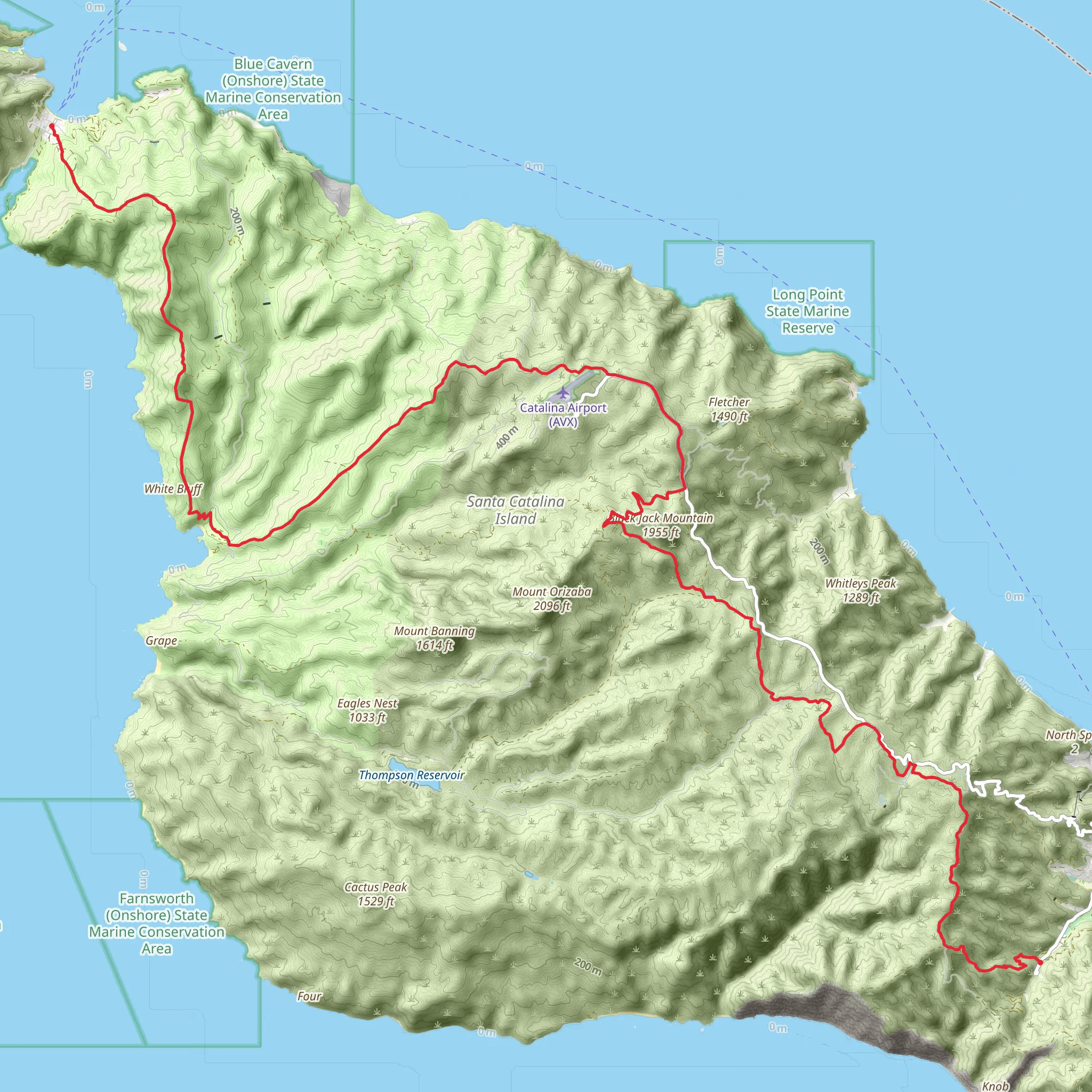 Trans Catalina Trail - Avalon to Two Harbors mobile static map