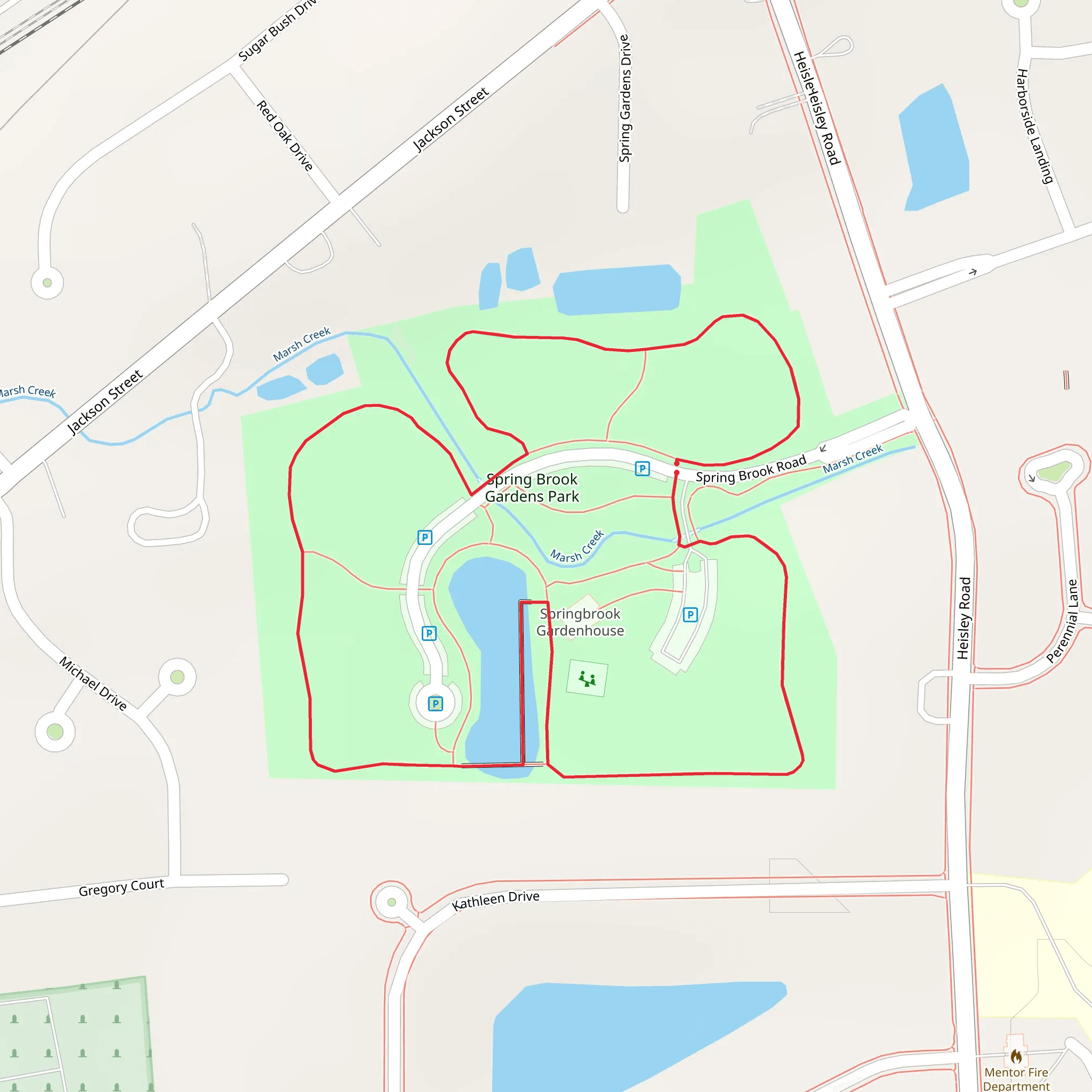 Spring Brook Gardens Park Loop mobile static map