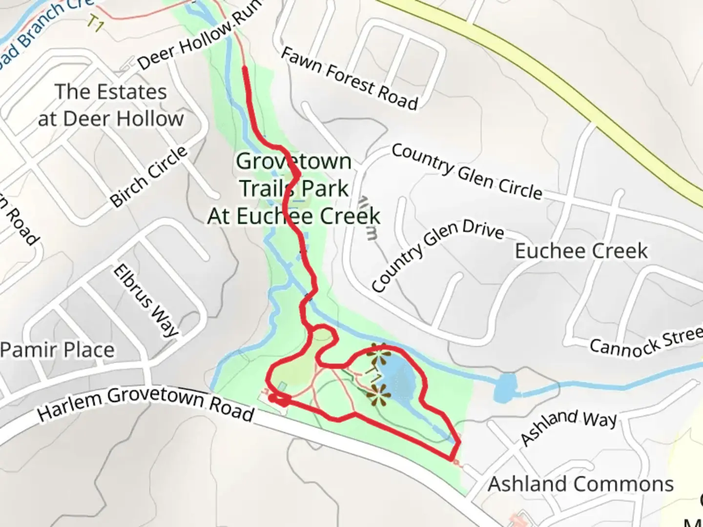 An image depicting the trail Old Granite Quarry Lake - Euchee Creek Greenway and its surrounding area.