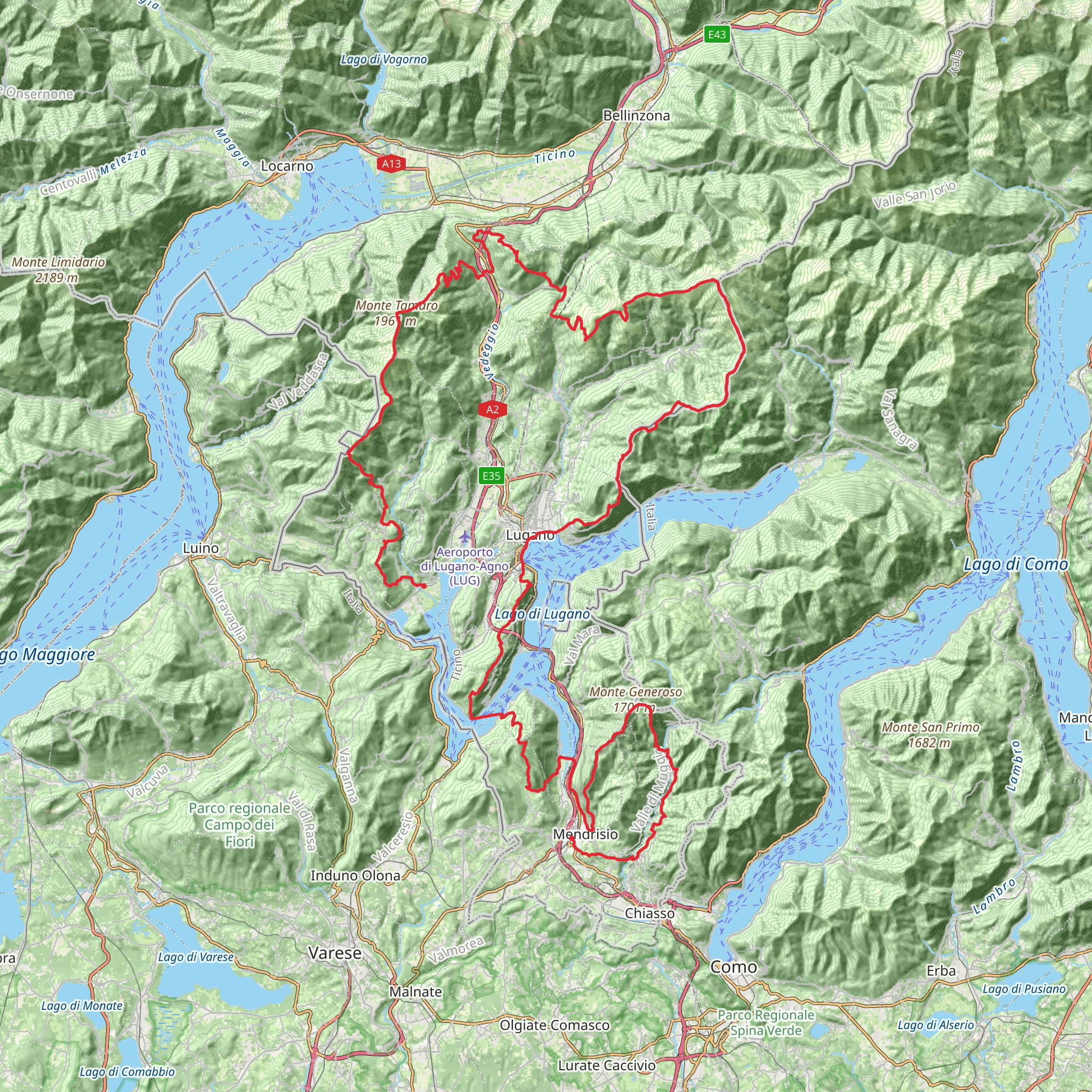 Sentiero Lago di Lugano mobile static map