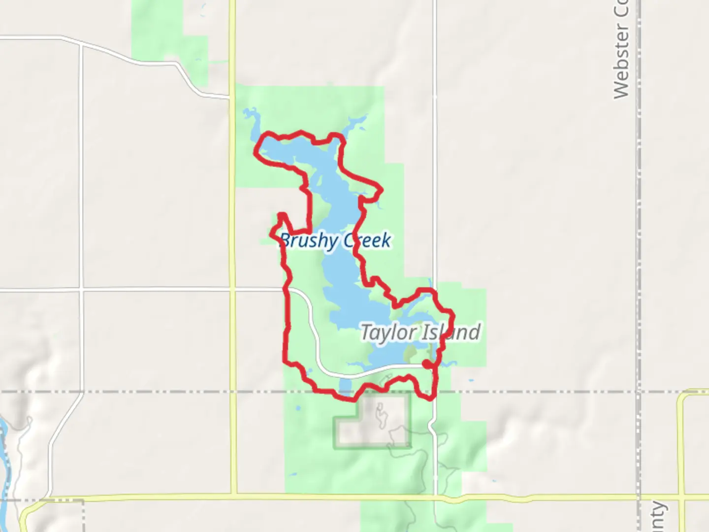An image depicting the trail Brushy Creek Loop and its surrounding area.