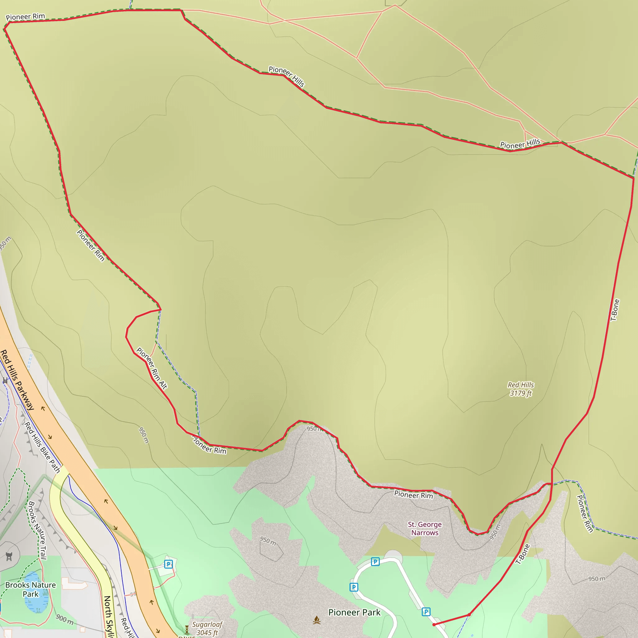 T-Bone Trail, Pioneer Rim Trail and Pioneer Hills Trail mobile static map