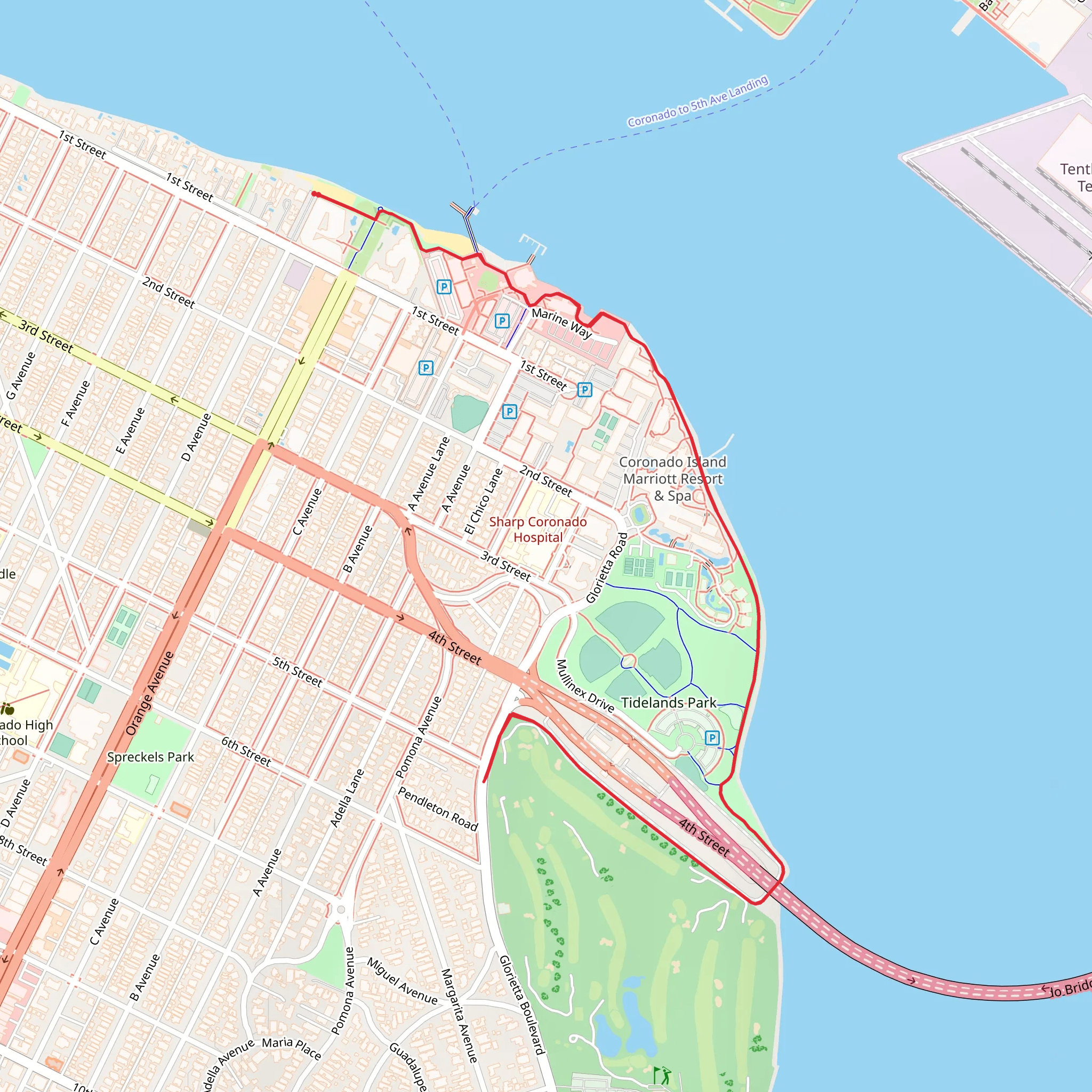 Coronado Skatepark to Centennial Park mobile static map