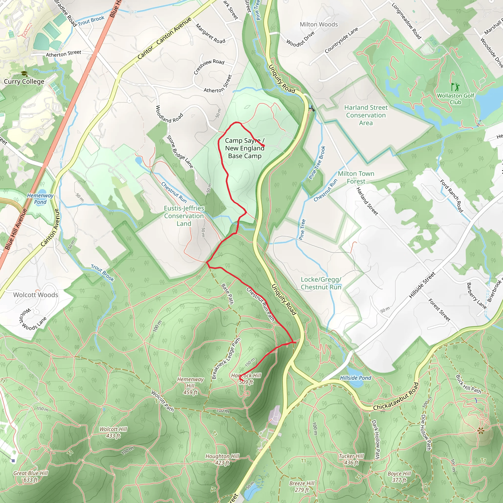 Hancock Hill from Unquity Road mobile static map