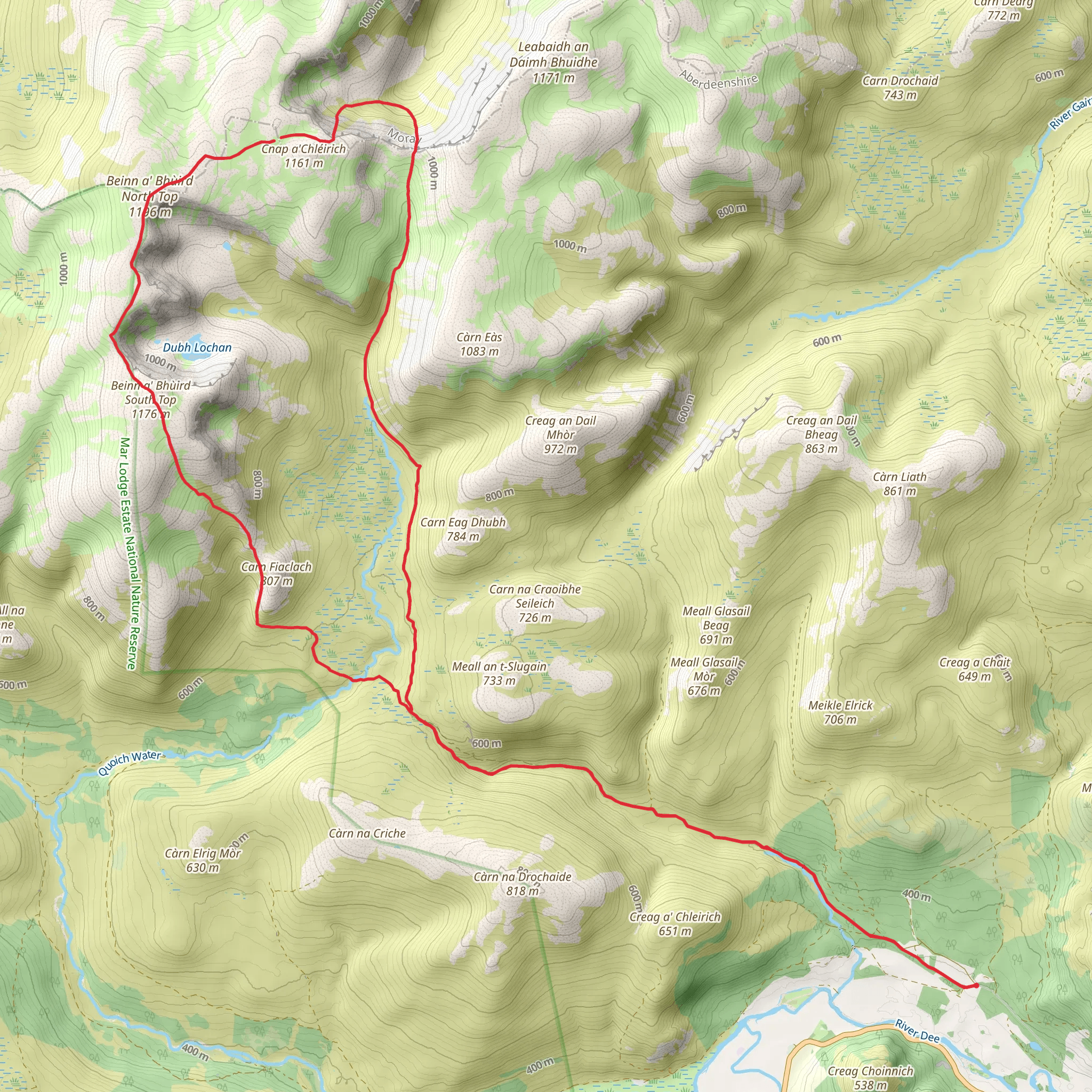 Beinn a' Bhùird and Mitre Ridge Loop mobile static map