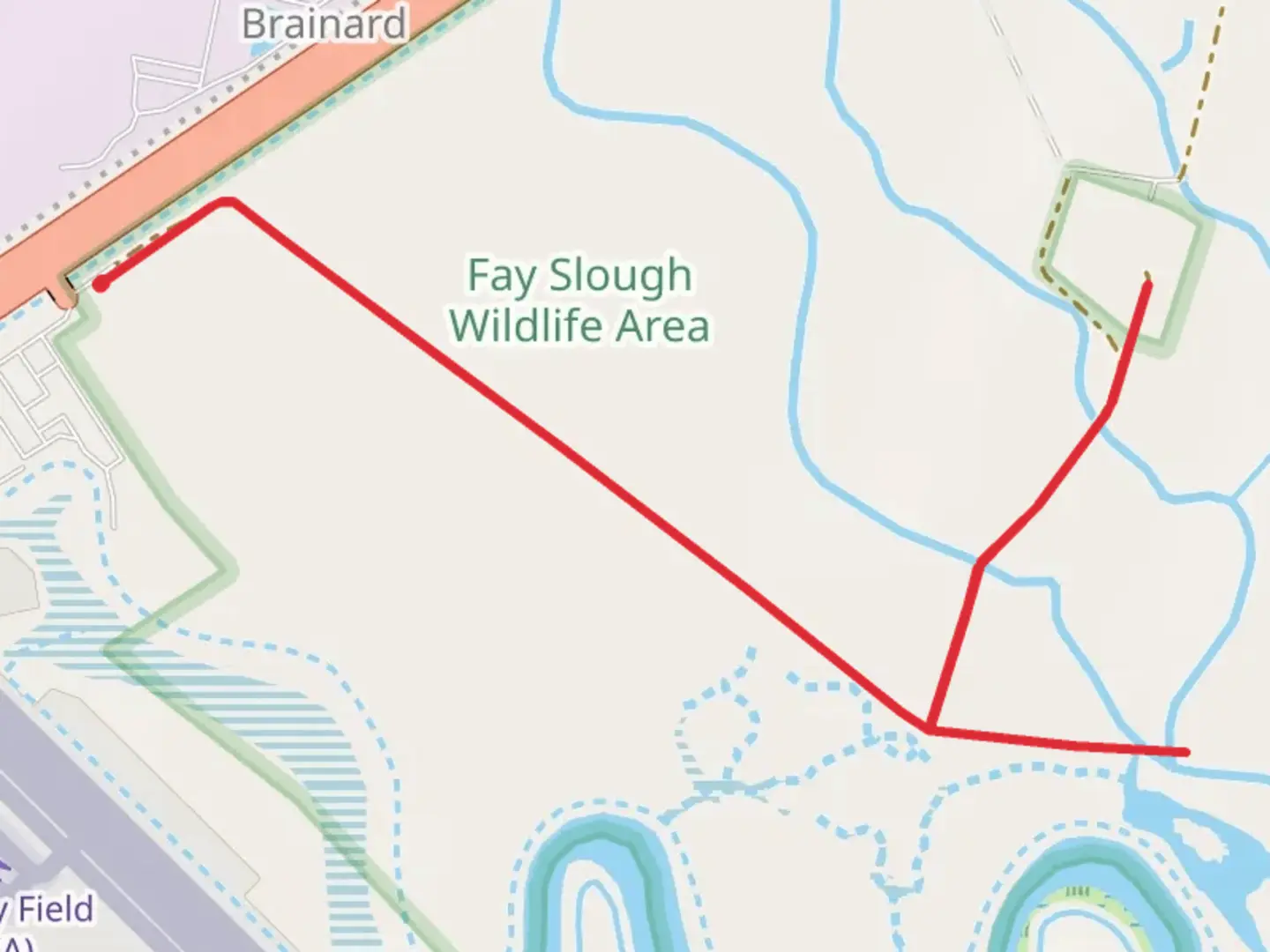 An image depicting the trail Walk beside Fay Slough and its surrounding area.