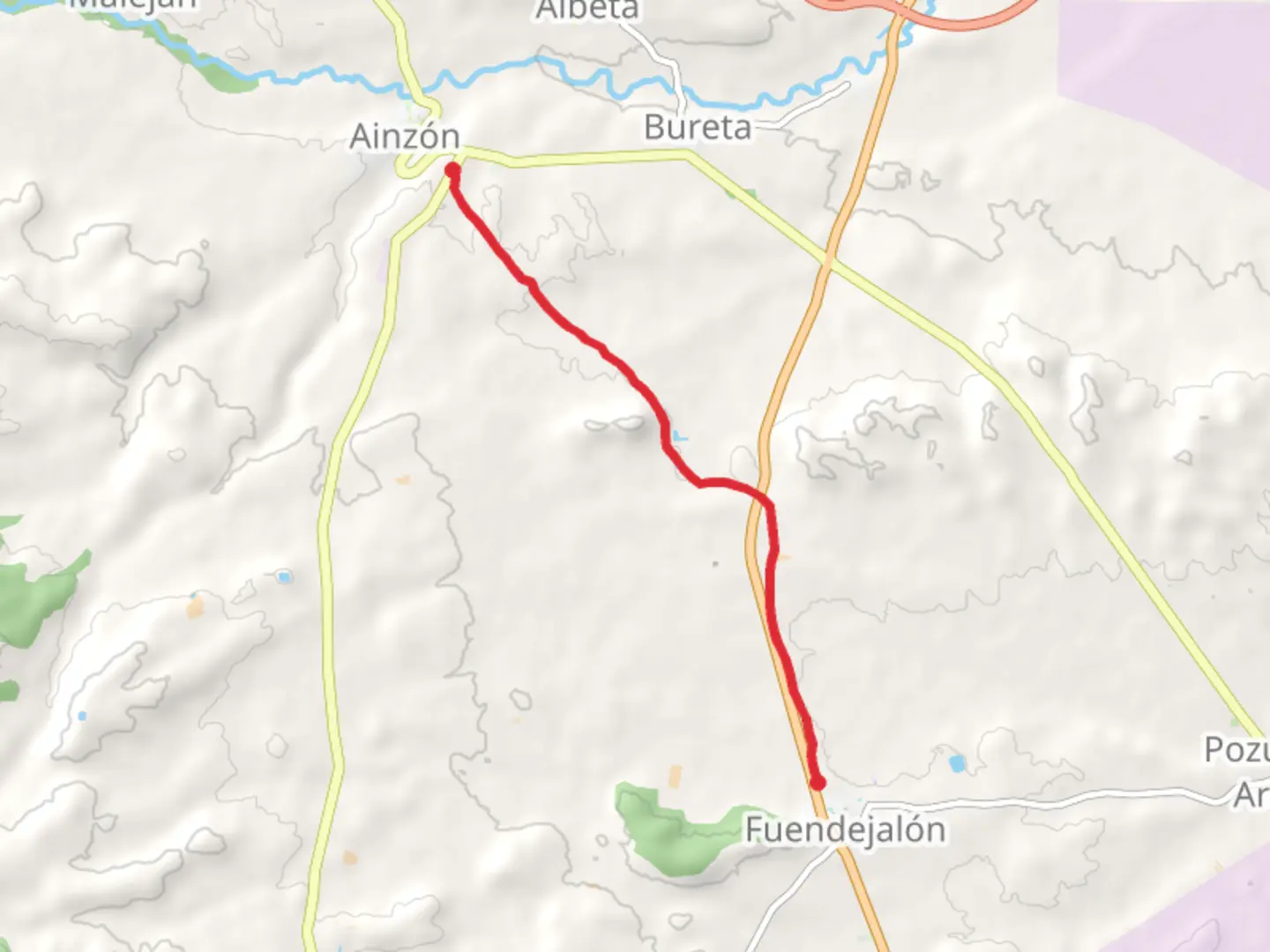 An image depicting the trail Fundejalón - Ainzón PR Z 167 and its surrounding area.