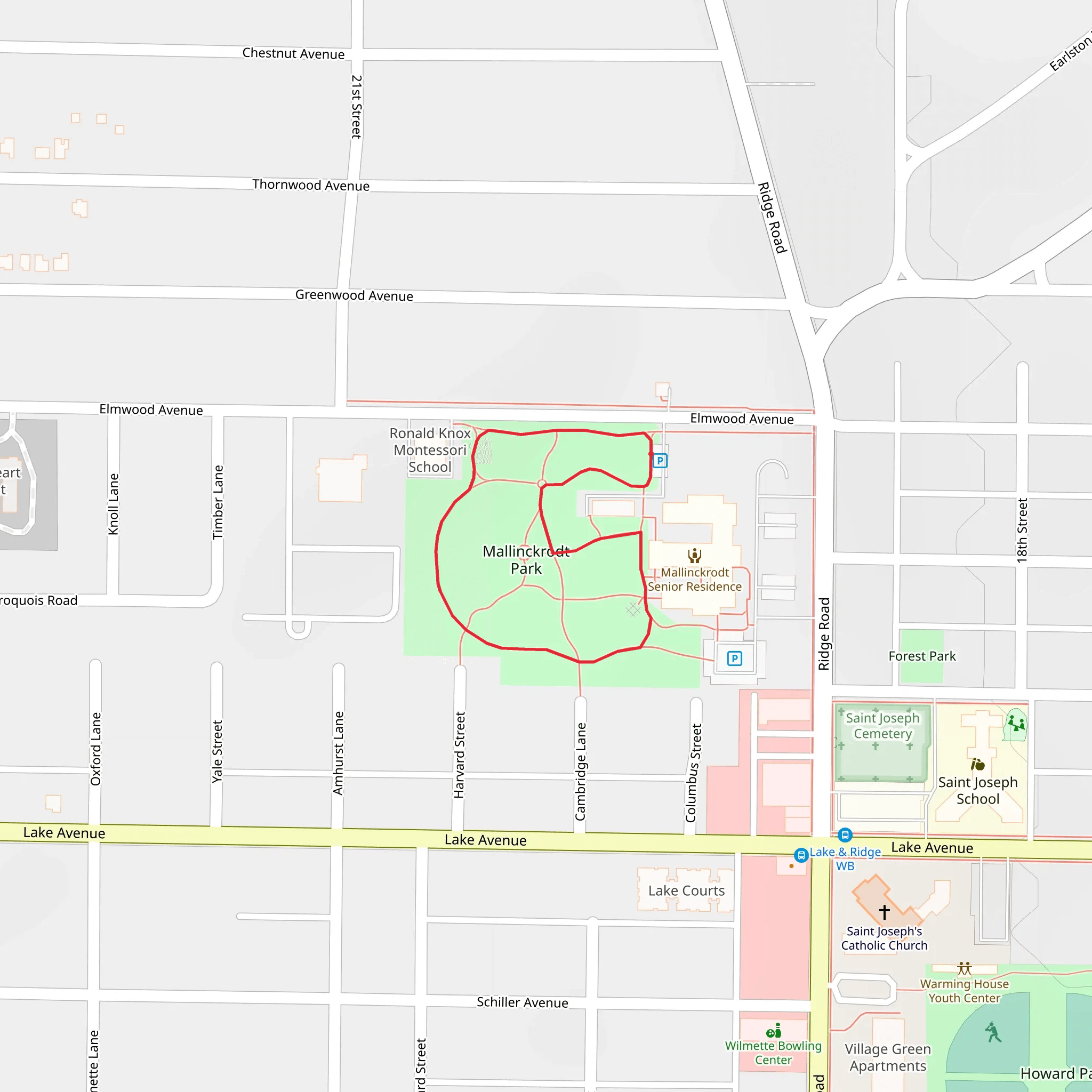 Mallinckrodt Park Loop mobile static map