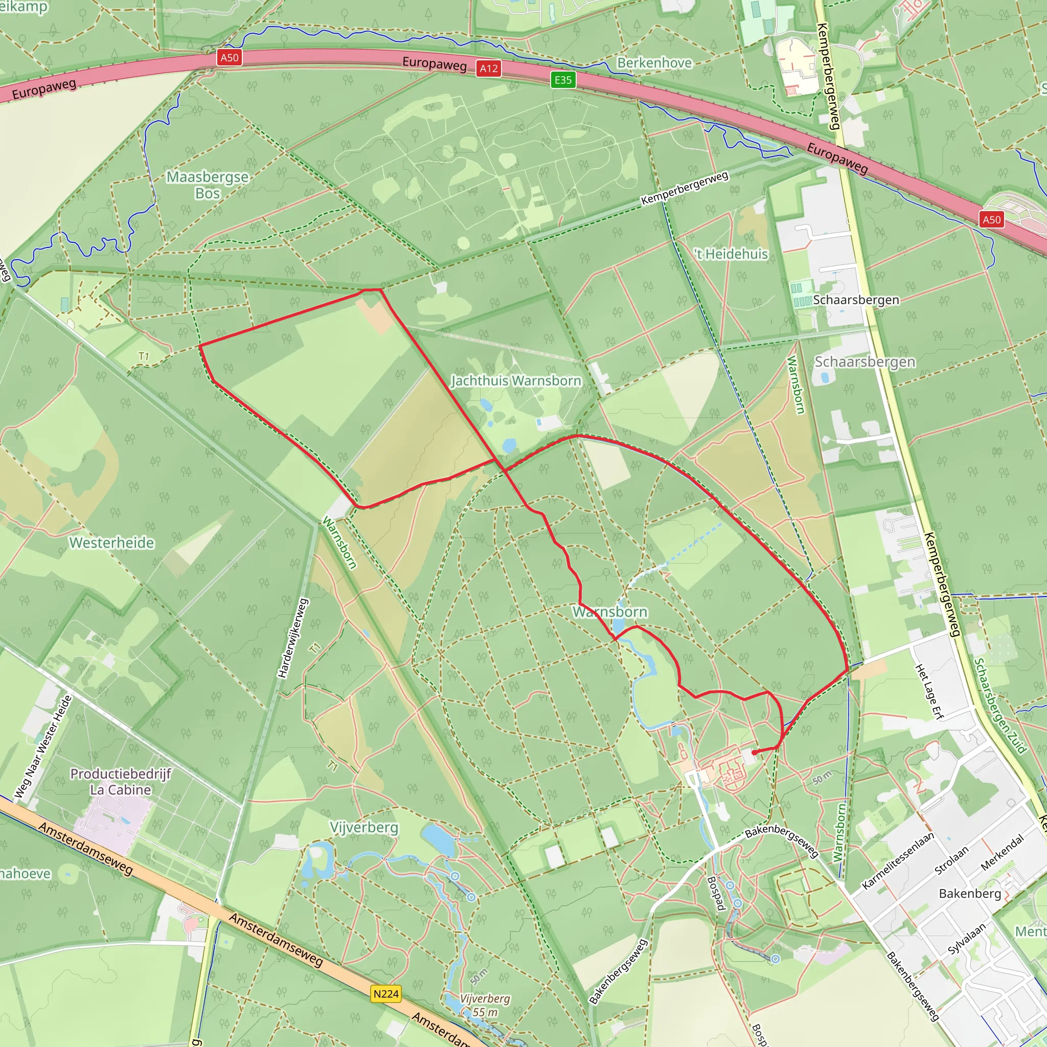Jachthuis Warnsborn and De Grote Kweek Loop mobile static map